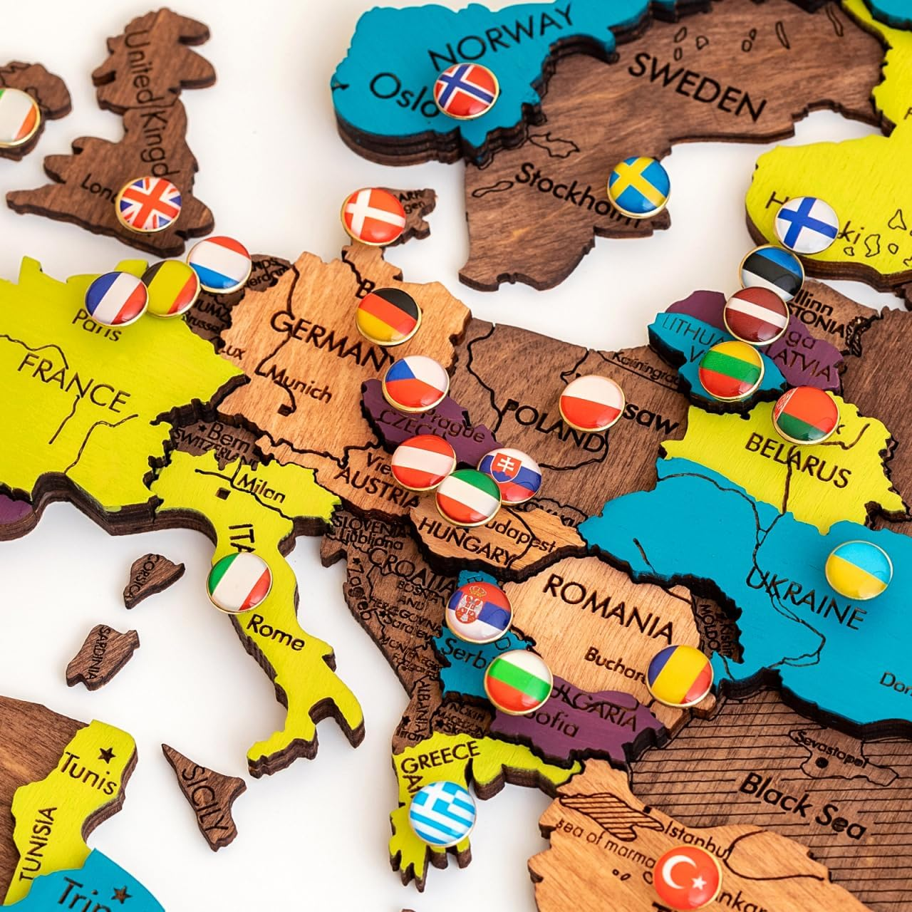 VANZACK 291Pcs Flags Push Pin, National Thumb Tacks for Travel Map,Push Pin World Map National Flag Thumbpins image number 2