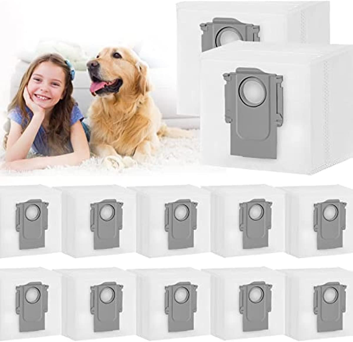 12 Packs Eco-Friendly Disposal Vacuum Dust Bags for Irobot Roomba I7/I7+/E5/E6/S9 Series Replacement