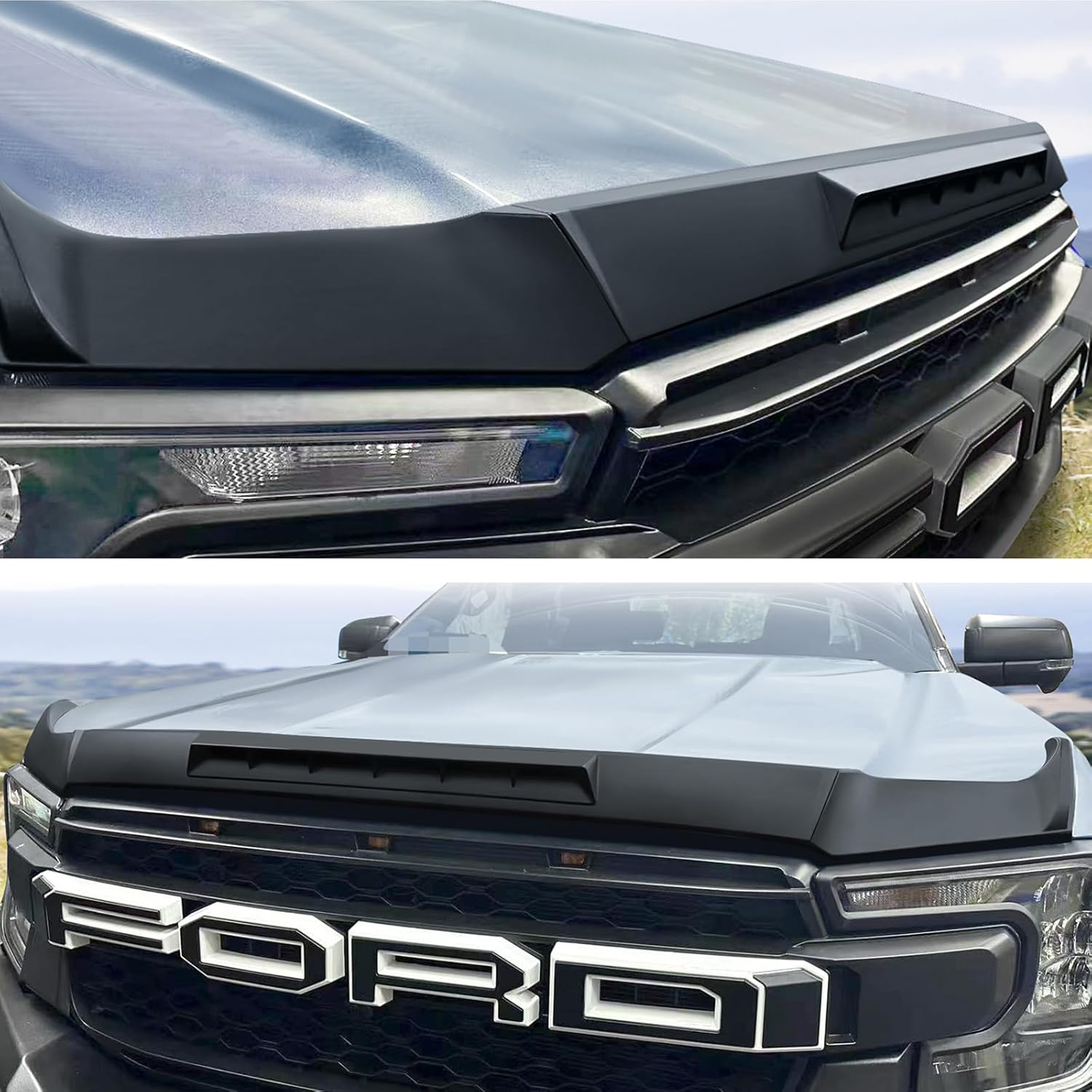 Bonnet Protector for Ford Ranger Next Gen 2022 2023 2024 2025 Accessories, Car Front Bonnet Guard Cover Trim Exterior Ute Accessories Matte Black image number 3