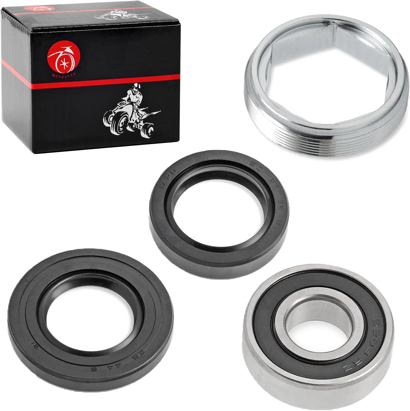 Steering Stem Bearing Seal Holder Nut for Yamaha Banshee Big Bear Kodiak Warrior Wolverine 350 400 450 Grizzly 350 400 450 550 600 660 Raptor 350 660R 700 700R YFZ450 R X V W 2GU-23872-00-00 image number 5