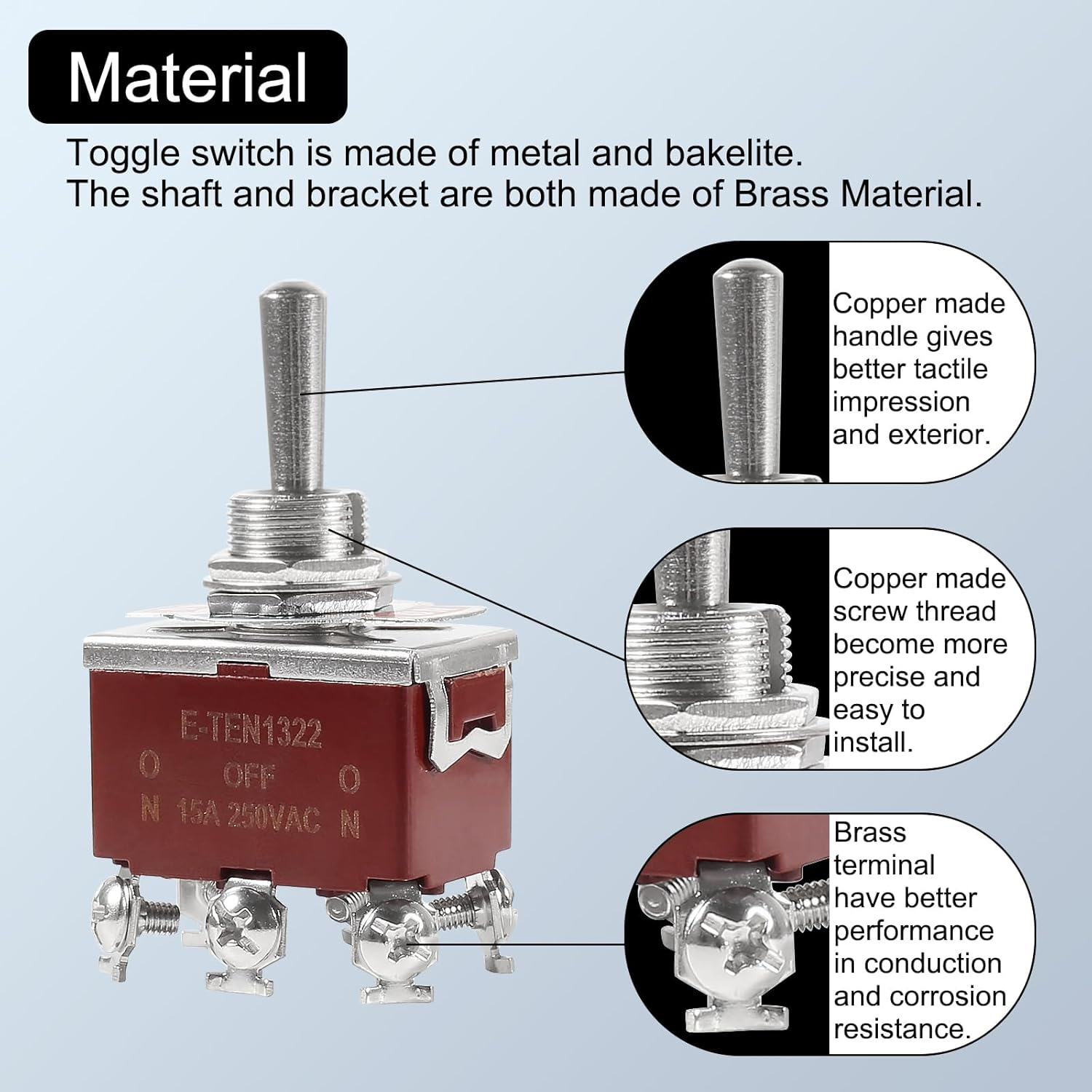 Waterproof Toggle Switch on off 2 Pin SPST DC 12V 30A Marine Toggle Switchat for Car Auto Truck Boat - 5 Pack (（On）-Off-（On）) image number 2
