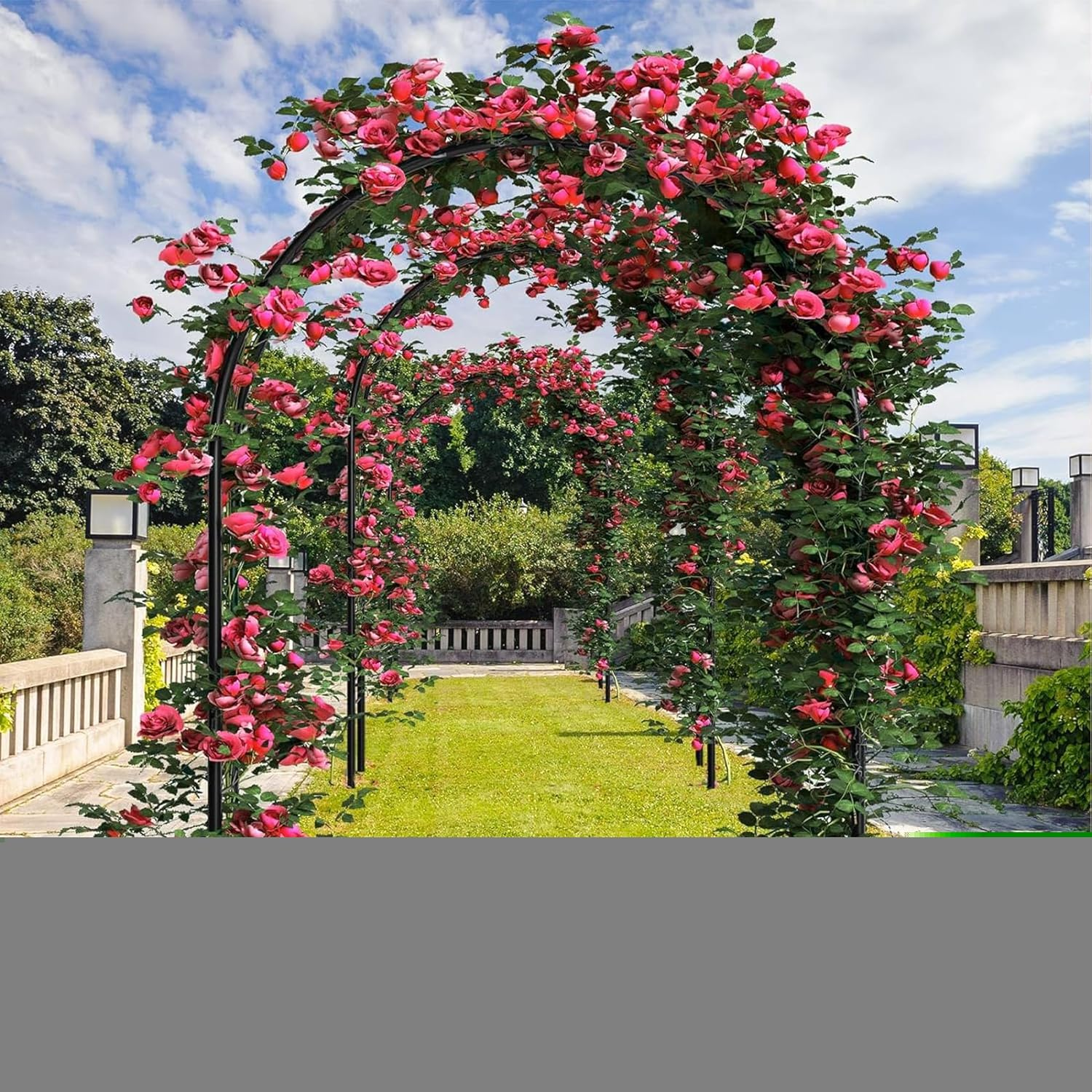 Black Metal Pergola Arbor, Metal Arch Frame, Garden Trellis for Various Climbing Plants Wedding Garden Arch Bridal Party Decoration image number 6