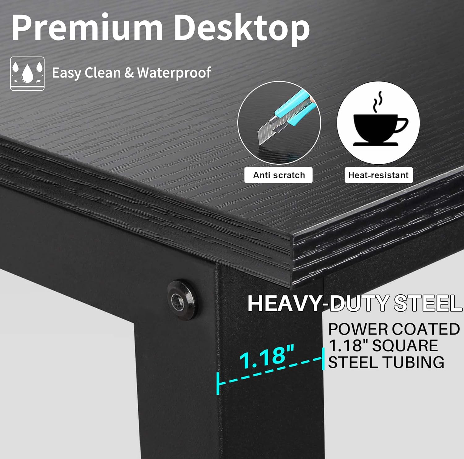 Aquzee Modern Black Computer Desk with Bookshelves, Multi-Functional Office Desk, Sturdy and Durable, Easy Assembly, Spacious Storage image number 3