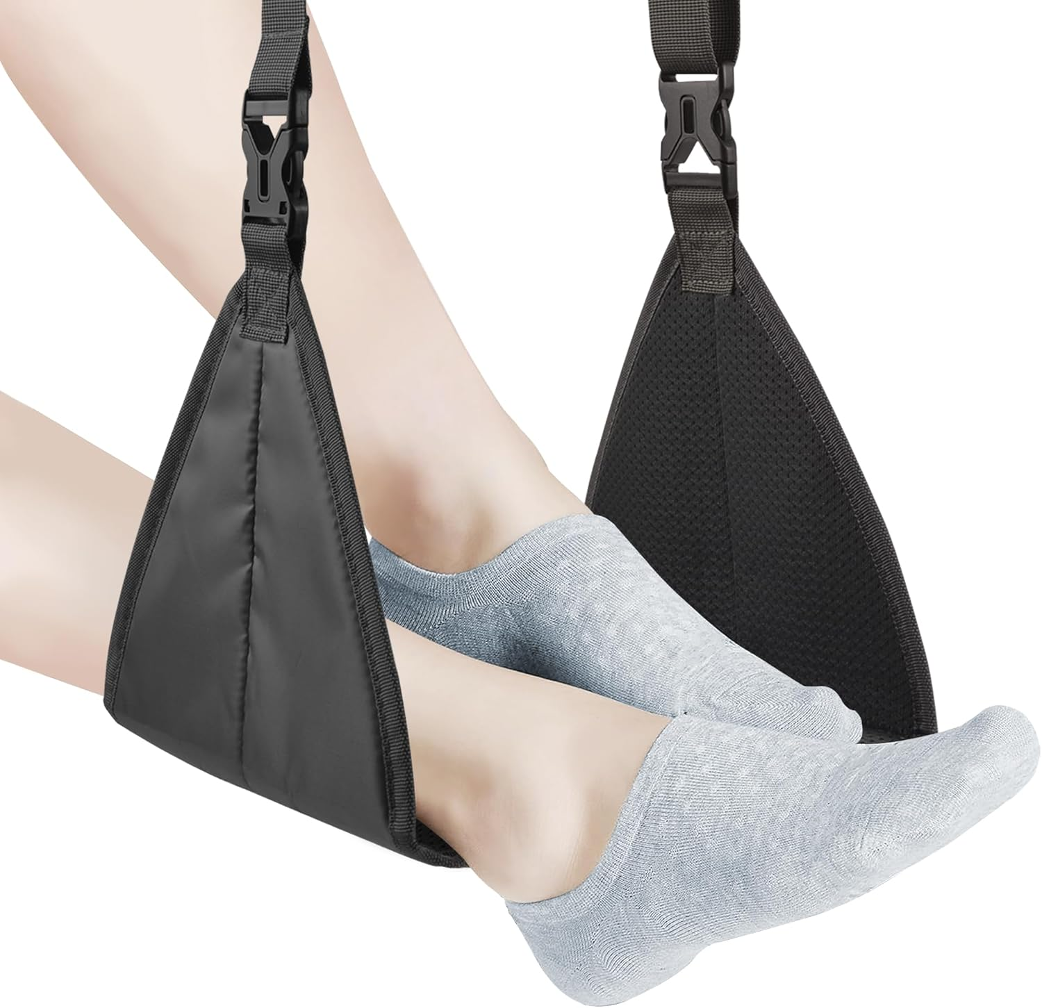 New Upgrade Footrest - Perfect Foot Hammock for Airplane Travel or Office, No Feet Clashing (Black) image number 1