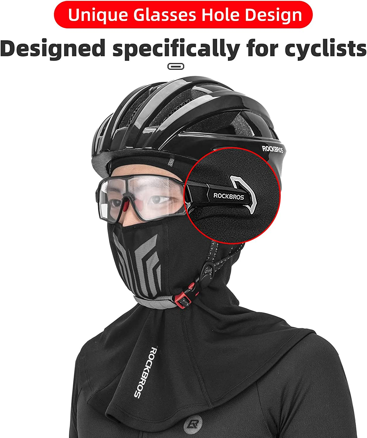 ROCKBROS Winter Balaclava Ski Mask Men&rsquo;S Balaclava Warm Breathable Neck Gaiter for Sports Cold Weather Black image number 4