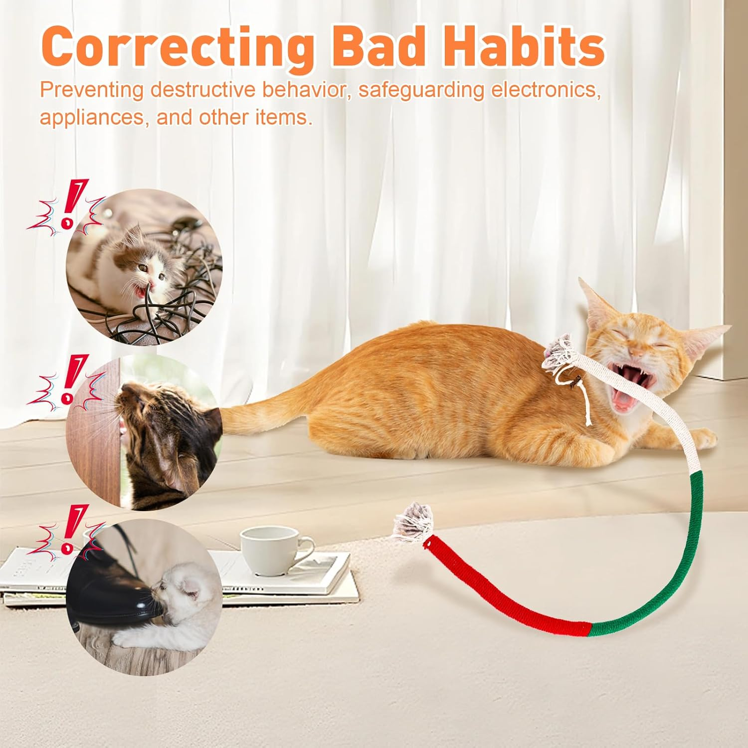 3 PCS XL Cat Toys Chew Ropes, 27.56 Inches Cat Chew Rope Toy for Teeth Cleaning, Safe Catnip Toys for Cats Rope Chew Toy (3 Bags of Catnip Included) image number 6