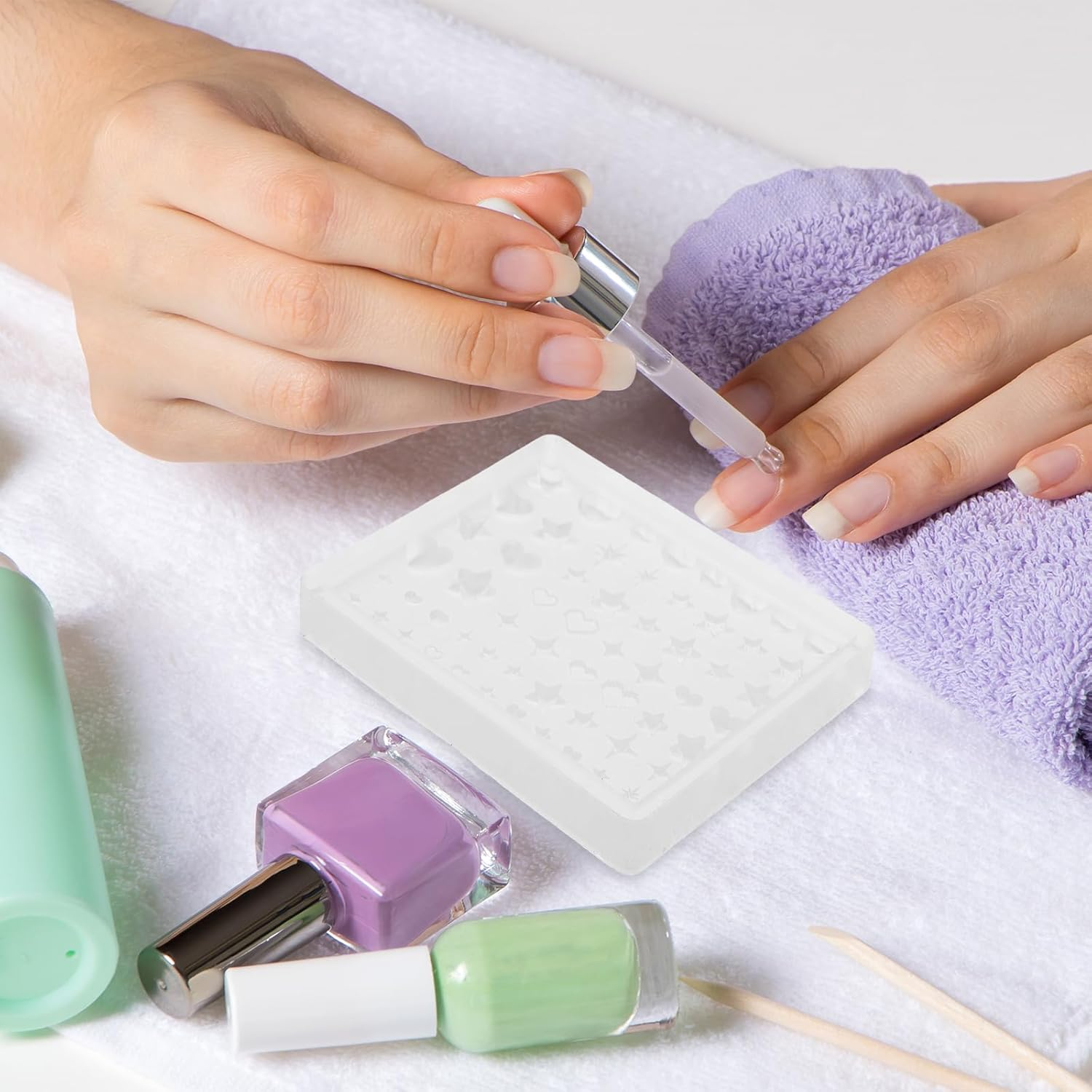 2Pcs Nail Charms Silicone Molds - Nail Art Mold Heart 3D Stars Carving Mould Stencils DIY Charms Supplies for Women Manicure Design Decoration image number 6