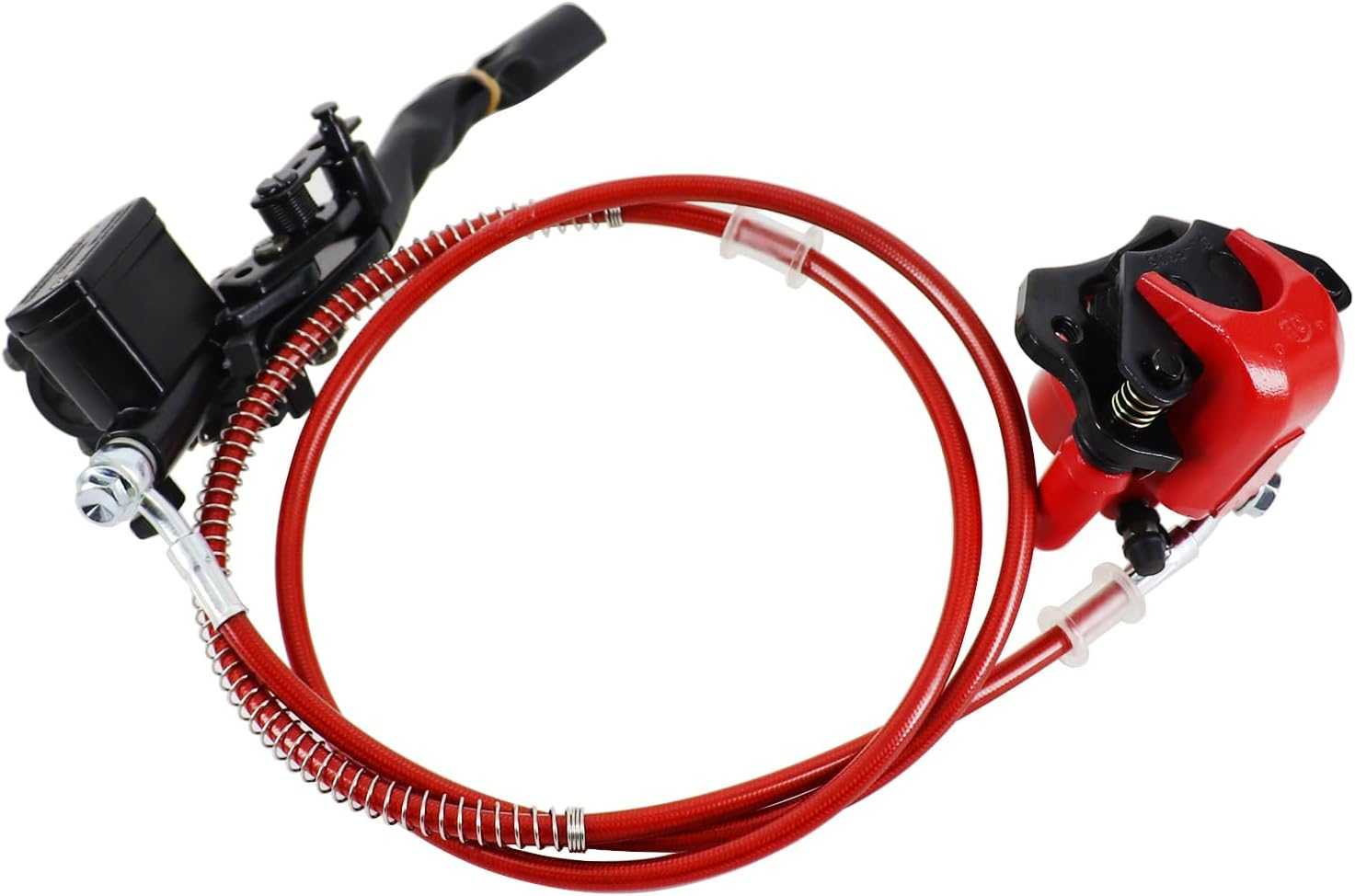 Red Rear Hydraulic Disc Brake System,Atv Quad Left Rear Hand Brake Assembly with Caliper&Brake Pads for Chinese Quad 4 Wheeler Buggy 50Cc 70Cc 90Cc 110Cc 125Cc 150Cc Taotao Kazuma Coolster ATV Parts image number 2