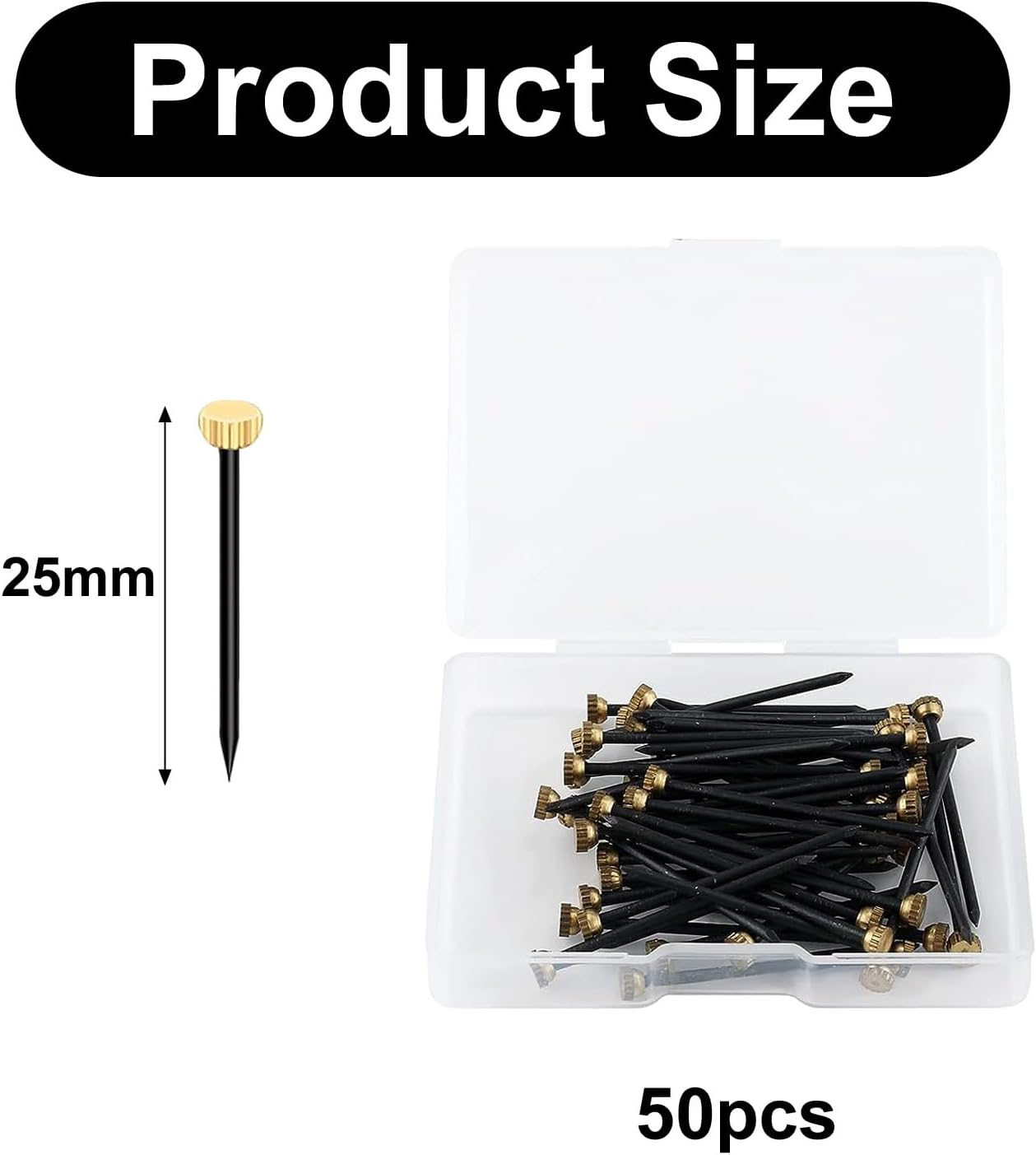 50Pcs Metal Plaster Picture Frame Hangers Picture Hanging Nails with Plastic Storage Box,Picture Pins Frame Hanging Nails,Metal Head Hanging Pins Nail Hook Pins for Hanging Photo Frame image number 1