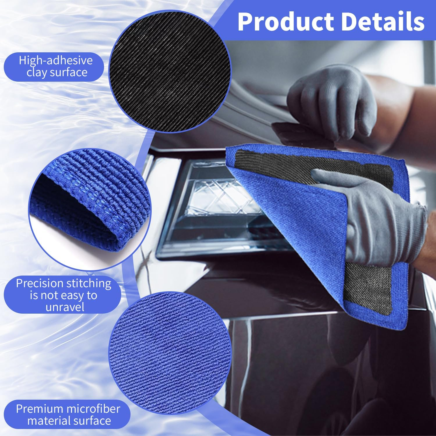 Magic Clay Car Wash Towel, Reusable Car Beauty Cleaning Cloth, Deep Cleaning Towel for Vehicle Paint, Glass, Windows & Headlights, Quick & Effortless Stubborn Contaminant Removal (Purple) image number 4