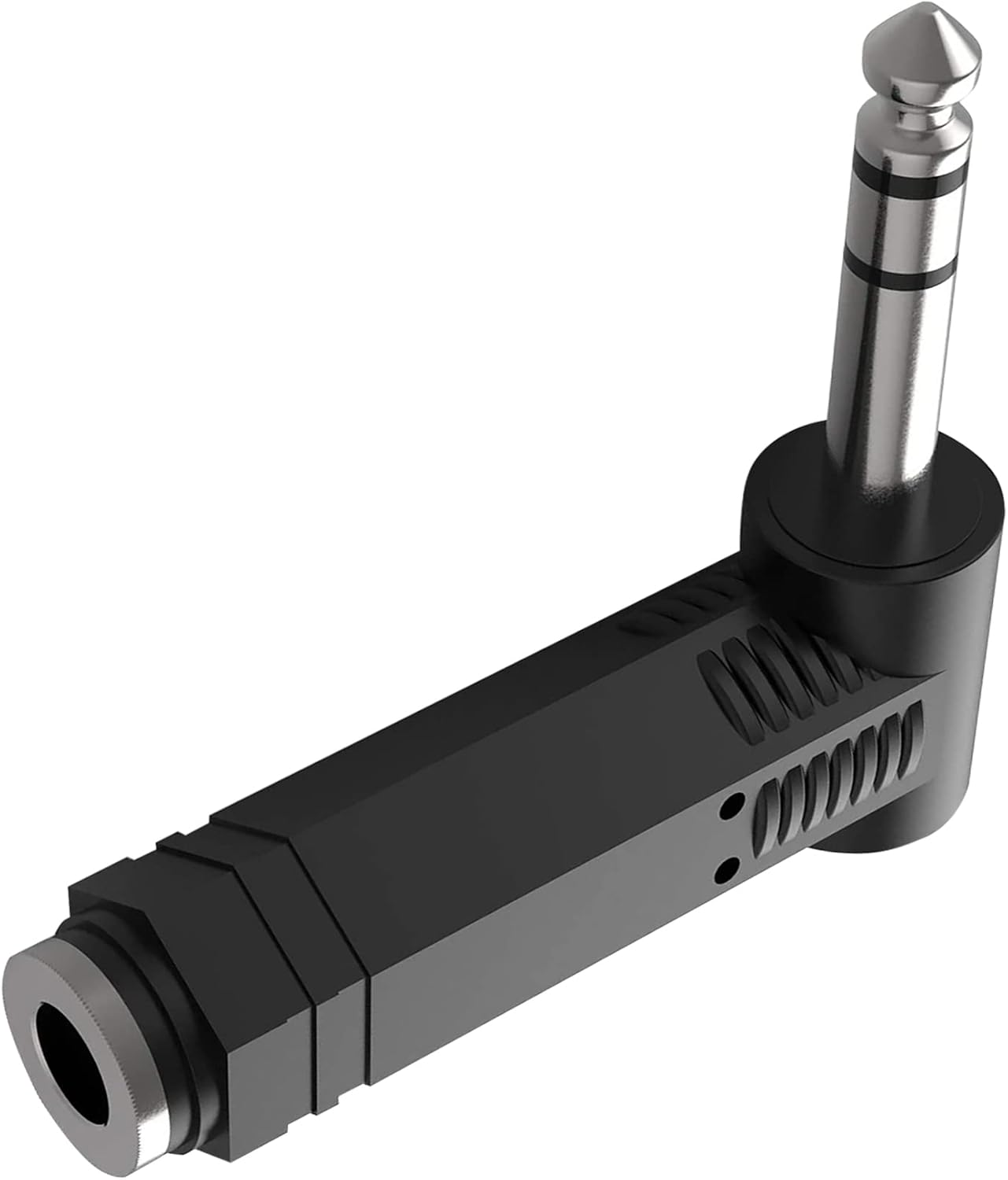 Tunghey Right Angle 6.35Mm Adapter, 3 Pack 1/4" Stereo Male Plug to Female Jack Audio Adapter for Speaker, Headphone, Guitar, Digital Piano, Amp image number 2