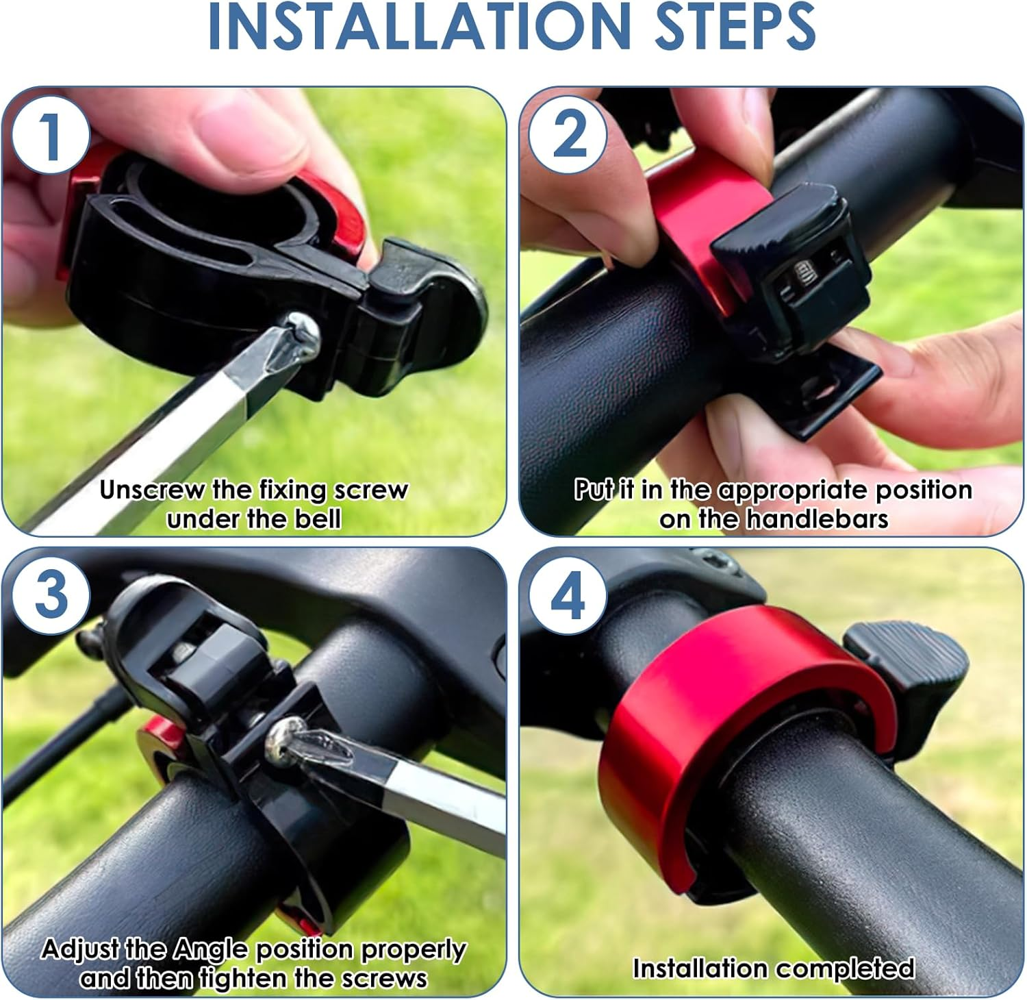 Premium Snail Bike Bell with Screwdriver, 2 Colour Options (Red/Black), Extra Loud & Clear Bicycle Bell for Mountain/Road/Bmx Bikes, Weatherproof & Easy Installation image number 3