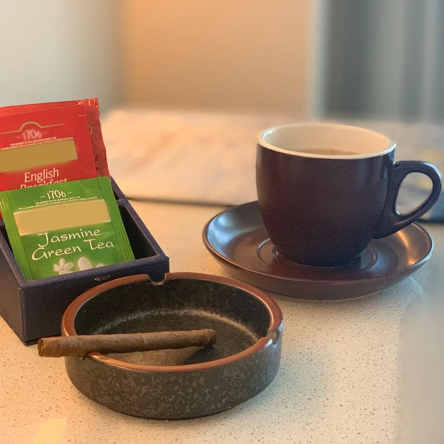 Ceramic Ashtray，Home Ashtray，Ashtray，Cigarette Ashtray for Indoor or Outdoor Use，Coffee Bar Ashtray，Cool Lava Dazzling Black Ashtray image number 6