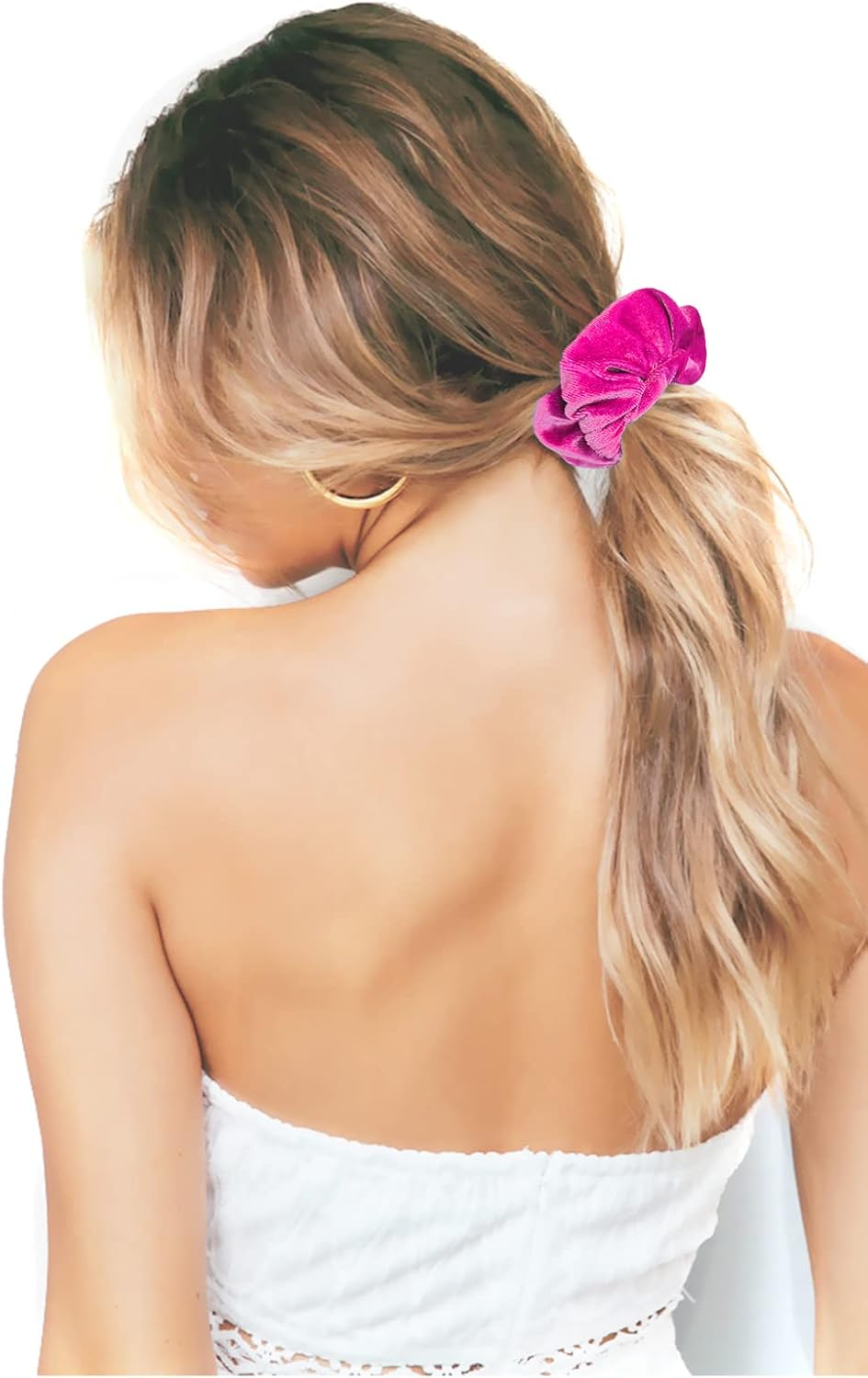 IVARYSS Hot Pink Scrunchies, Premium Velvet Soft Hair Scrunchy, Solid Colors Thick Elastic Bands, Hair Accessories for Women and Girls, 12 Pack - Pink image number 4