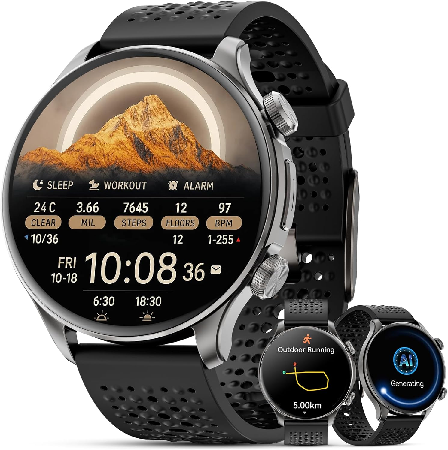 GPS Smart Watches for Men (Answer/Make Call), 1.60" AMOLED Display Smartwatch, 170+ Sports Modes Fitness Tracker Watch with Compass Pedometer, 5ATM Waterproof Mens Smart Watch for Android Iphone image number 5