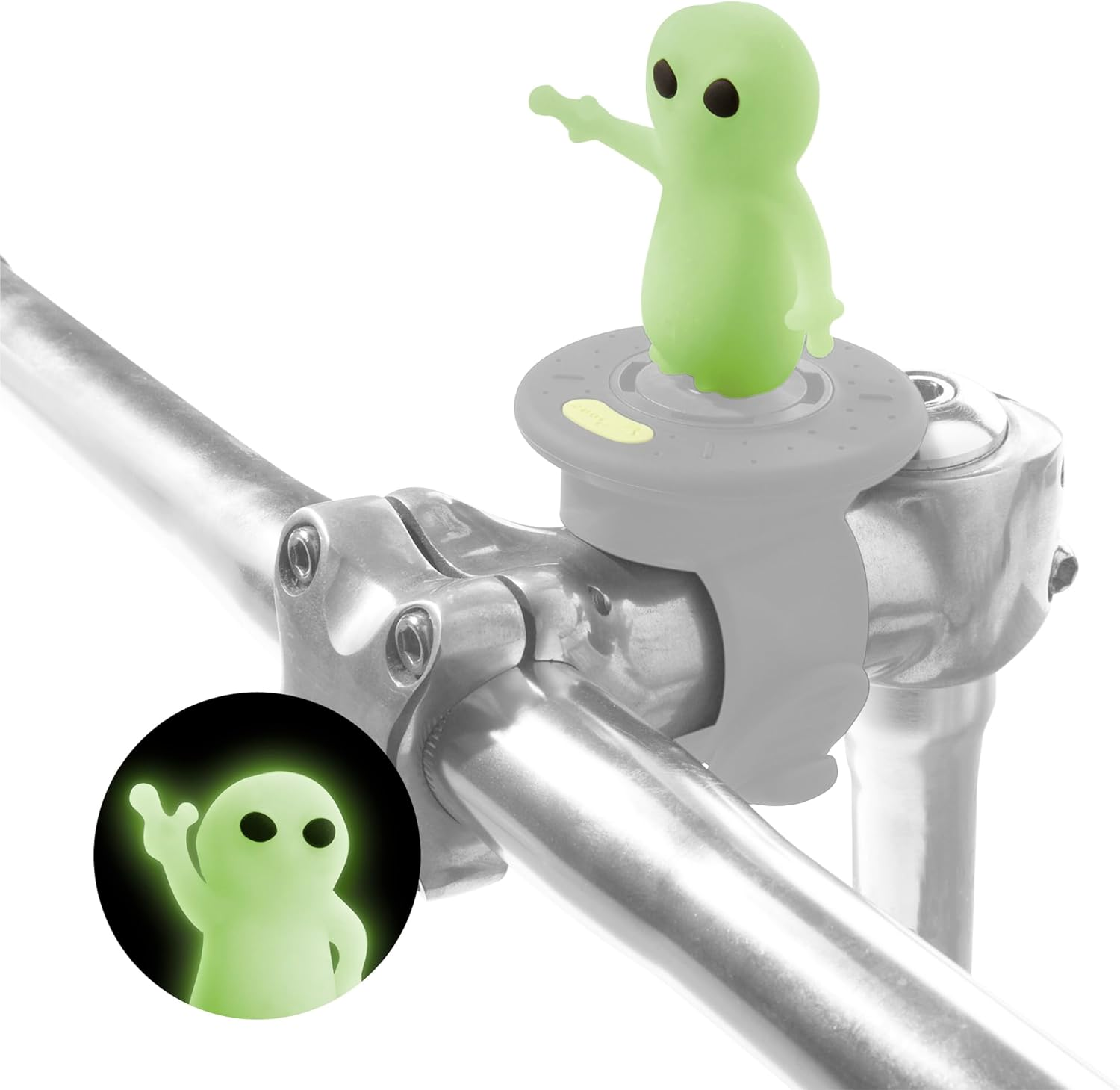 Bone Character Bike Domestique (Strap or Lock on Type), Cute Bicycle Ornament for Stem & Handlebar, Waterproof Silicone Toy Decoration for Scooters, Cycling Accessory for Kids