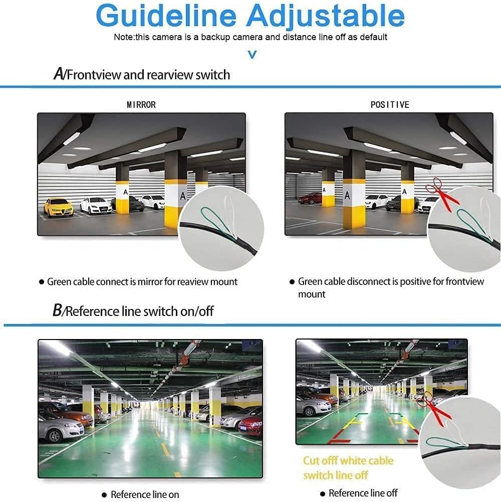 B-Qtech Backup Camera and Monitor Kit, 4.3" LCD Display Support Mirror Flip Guideline Night Vision Rear View Reverse Camera Waterproof for Pickup Car SUV Van, Easy Install and Setup image number 1