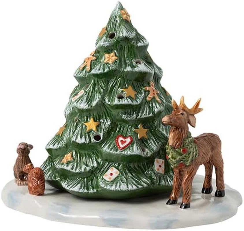 Villeroy & Boch Christmas Toys Tree W/Forest Animals - Porcelain Figurine, Tea Light Holder, Nostalgic Christmas Decor - Multicoloured, 23X17X17 Cm