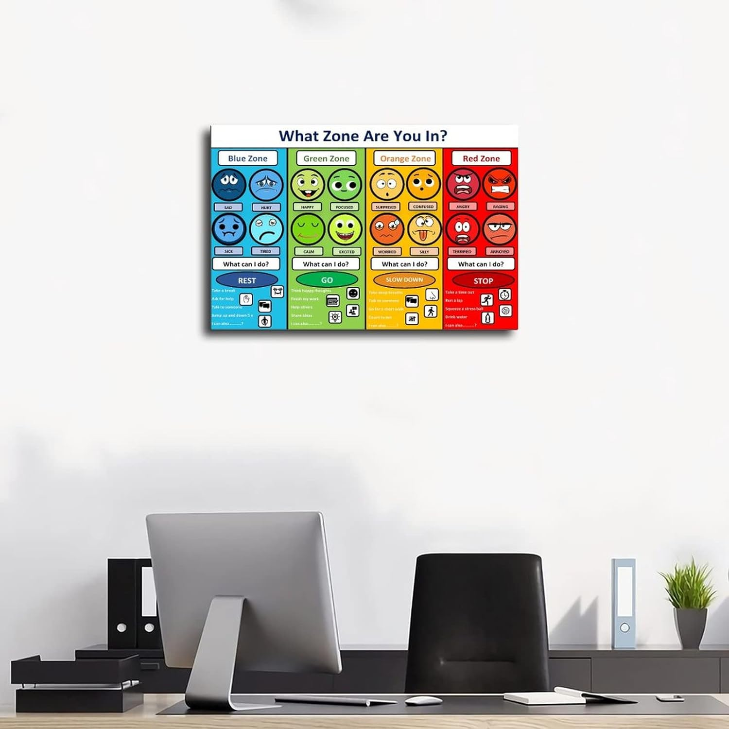MYLU Emotional Management Zones of Regulation Educational Poster 3 Canvas Poster Bedroom Decor Sports Landscape Office Room Decor Gift Unframe-Style 12X18Inch(30X45Cm) image number 4