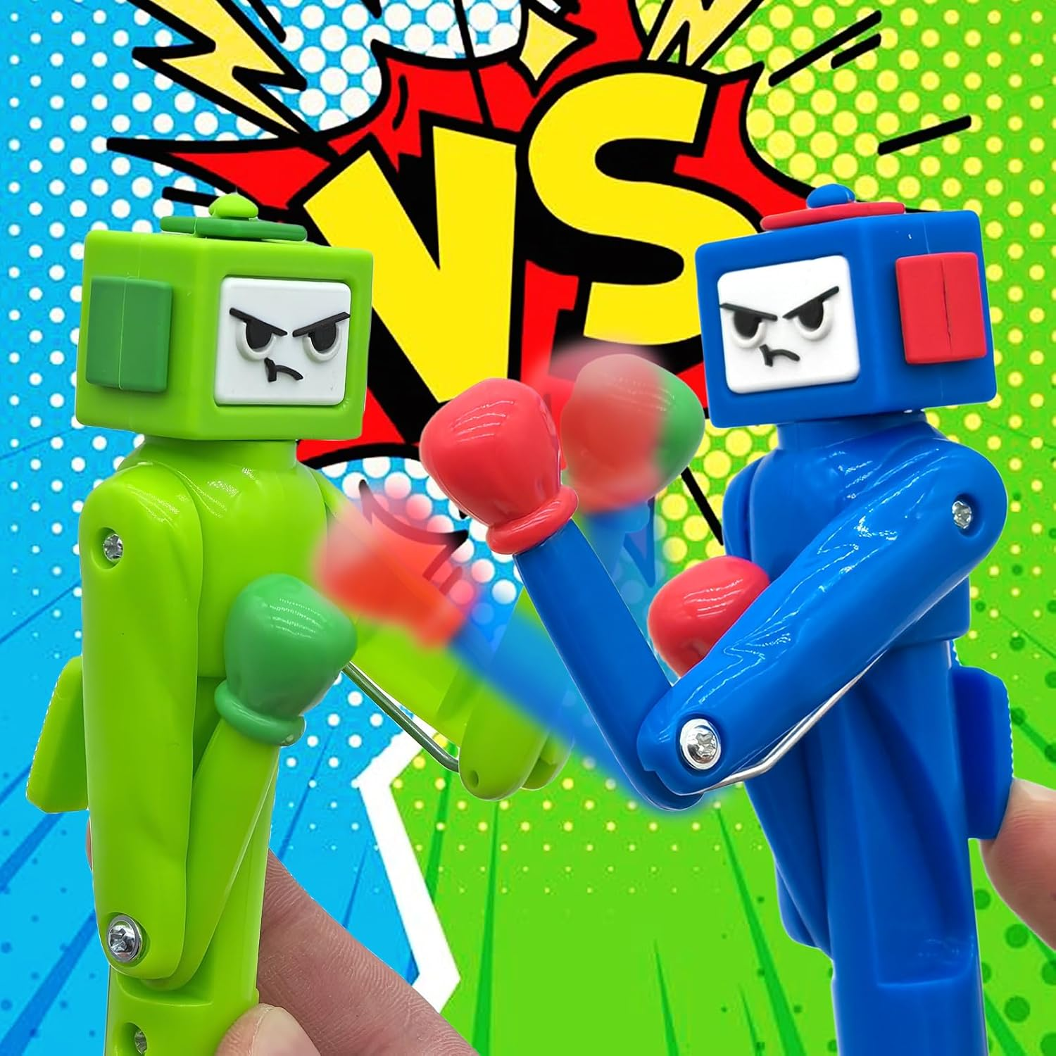 Boxing Pen Robot - （2PCS） with Punching Arm and Crisp Button Sound - Funny and Cool Novelty Pen - Boxing Gifts - Blue/Green Colors - 1.0Mm Smooth Writing image number 2
