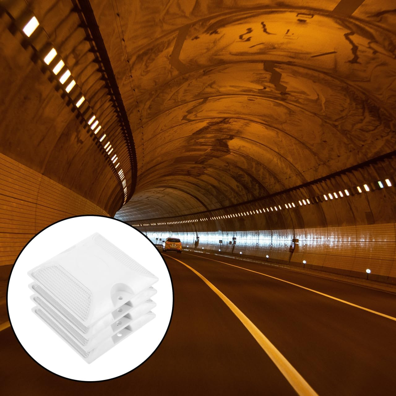 Reflective Road Studs Pavement Markers 4Pcs ABS Raised Plastic Highway Accessories High Visibility Reflectors for Driveway Entrance Night Safety image number 6