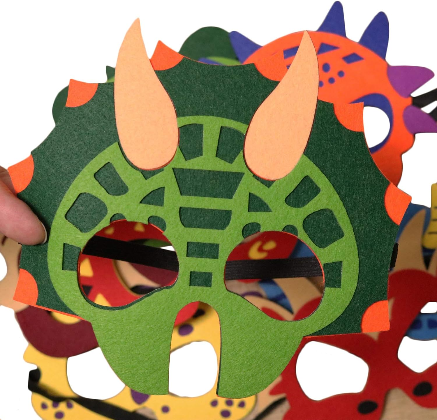 24 Packs Dinosaur Masks Party Supplies Felt and Elastic for Kid Dinosaur Masks Dress-Up Party Favors 24 Masks for Birthday Gifts Party Decorations image number 6