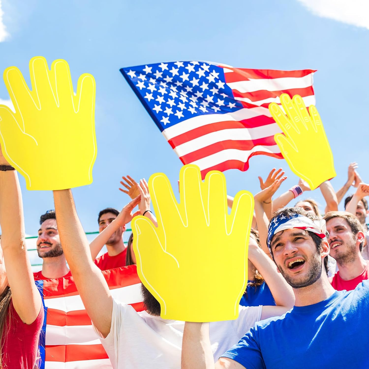 Sotiff 3 Pcs 16 Inches Giant Foam Hand High Five Foam Finger Cheerleading Foam Fan Finger Foam Hand Pompom for Sports Events Games Celebration - Blue image number 3