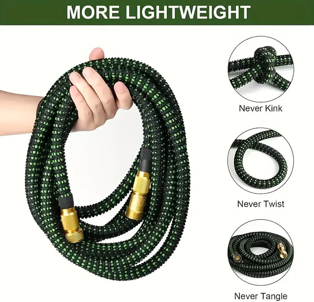 Garden Hose Car Washing Water Hose Flexible Water Hose 1/2&ldquo; Connector with 10 Patterns Spray Nozzle 50Ft image number 4