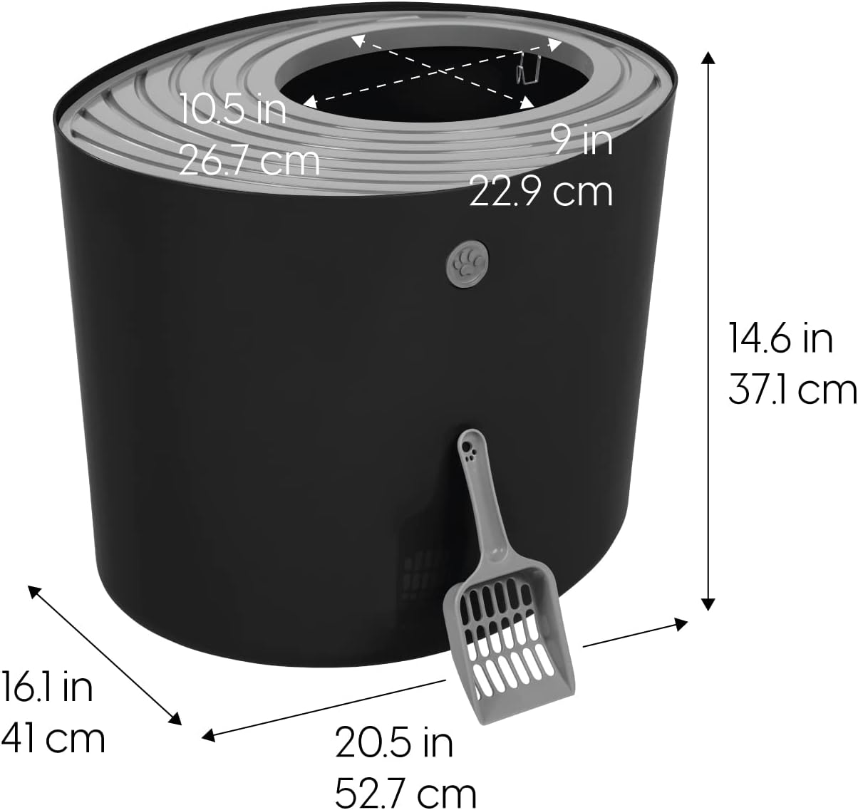 IRIS Top Entry Cat Litter Box, Black/Light Gray image number 2