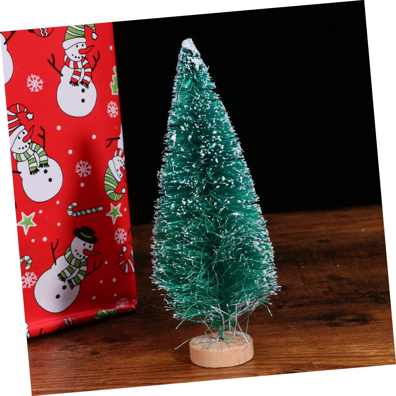 34Pcs Mini Christmas Tree Ornament Pack Creative Xmas Decorative Model Wooden Stand for Living Bedroom and Office Desktop Display image number 1