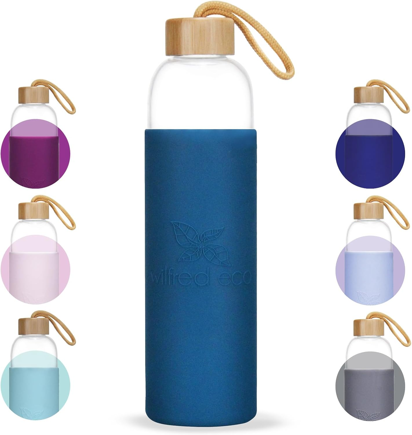 Wilfred Eco 1 Litre Glass Water Bottle | Large 1L Capacity | Protective Silicone Sleeve | BPA Free, Eco-Friendly & Leak-Proof | Dishwasher Safe | (Colour - Pastel Pink)