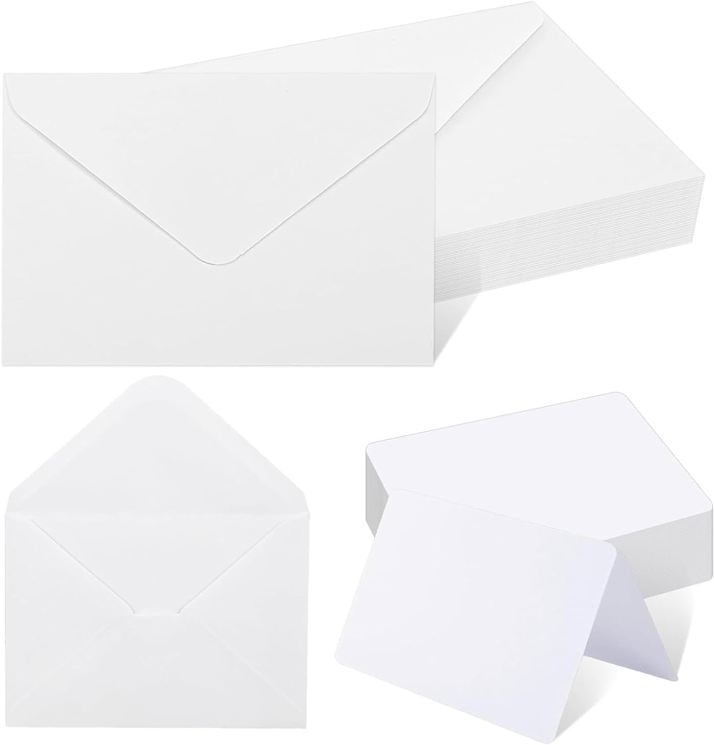 50 Pack Blank Cards and Envelopes Set, 16 * 11CM White Envelopes & 15 * 10CM Folded Cards for Homemade Cards, DIY Greeting Cards, Invitation, Birthday