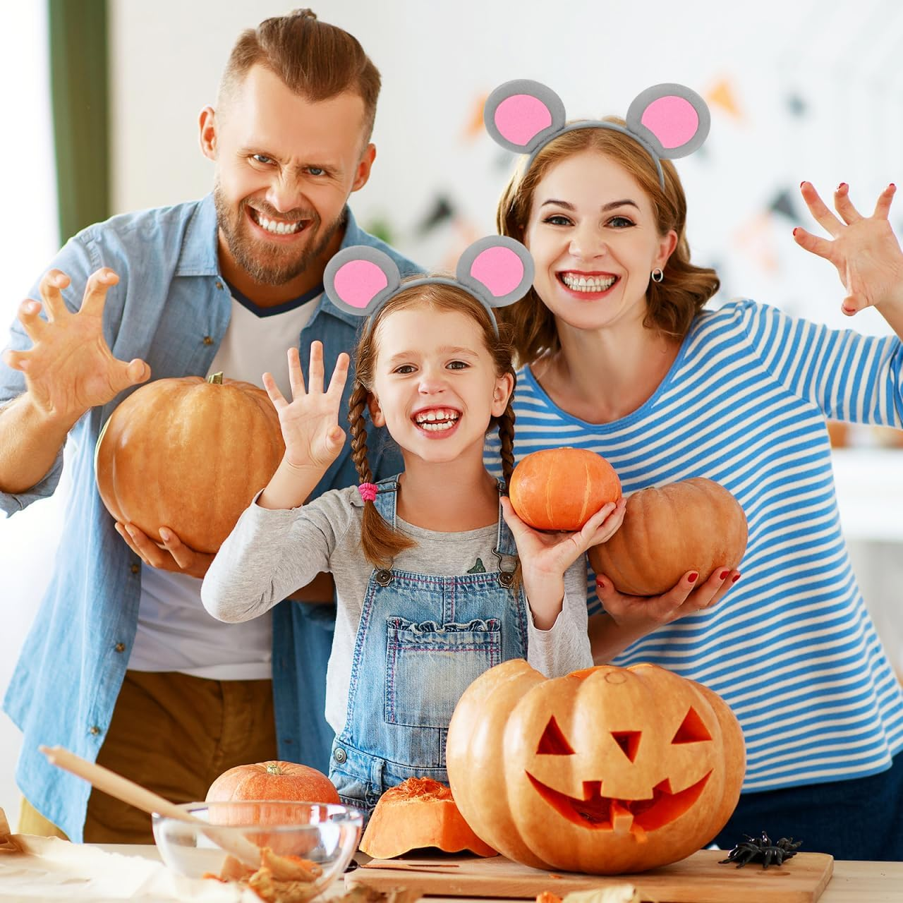 Healeved 2 Pcs Mouse Ears Headband,Animal Ear Headbands for Party,Mouse S Hairband for Girl,Skincare Headbands,Cute S Hairband for Dress Up, Costume image number 3