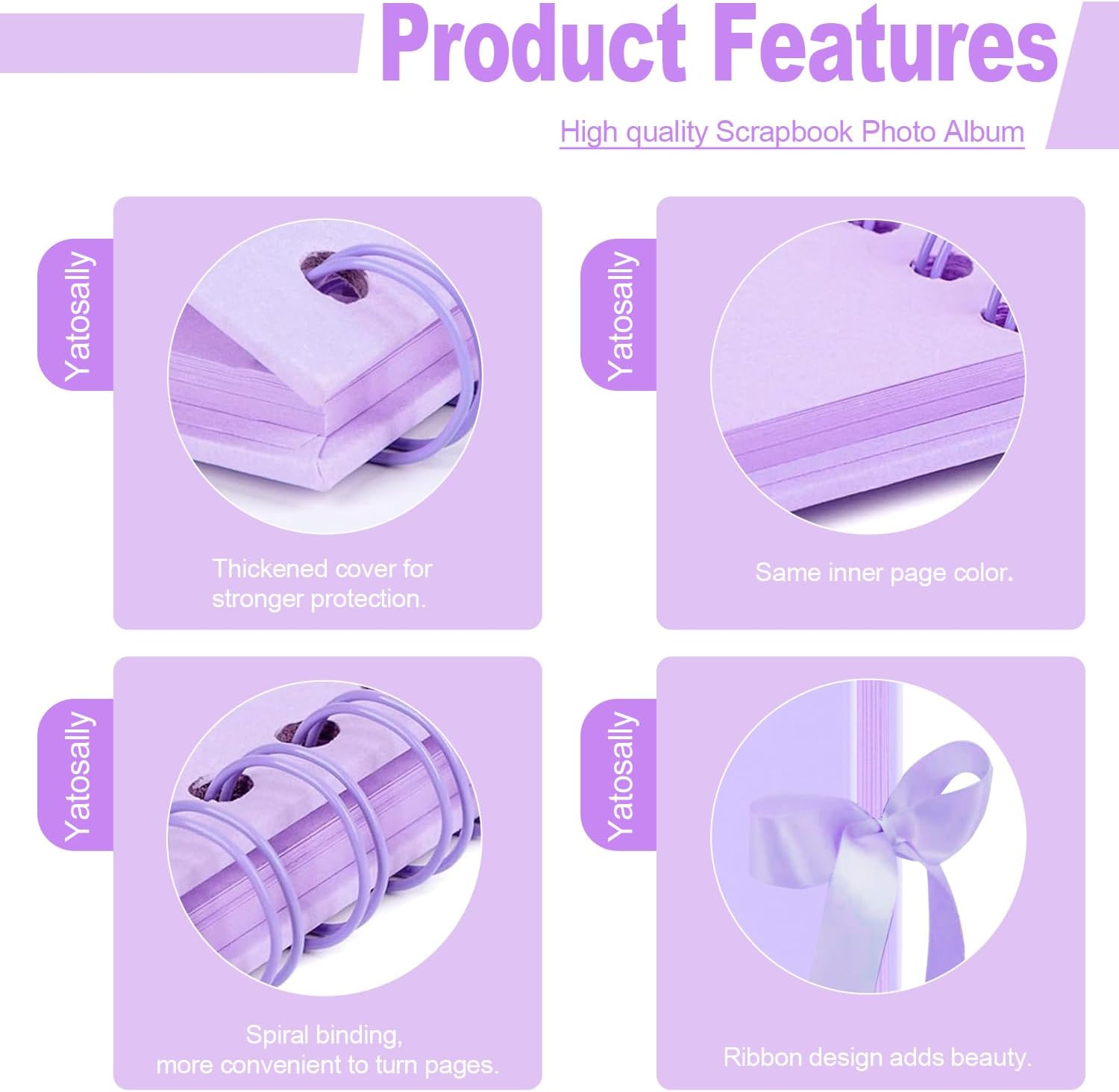 Scrapbook Photo Album, 8-Inch Personalized Photo Book, DIY Memory Album with 3 Album Stickers, Square Hardcover Scrapbook for Wedding, Babies and Anniversaries, 20 Sheets image number 1