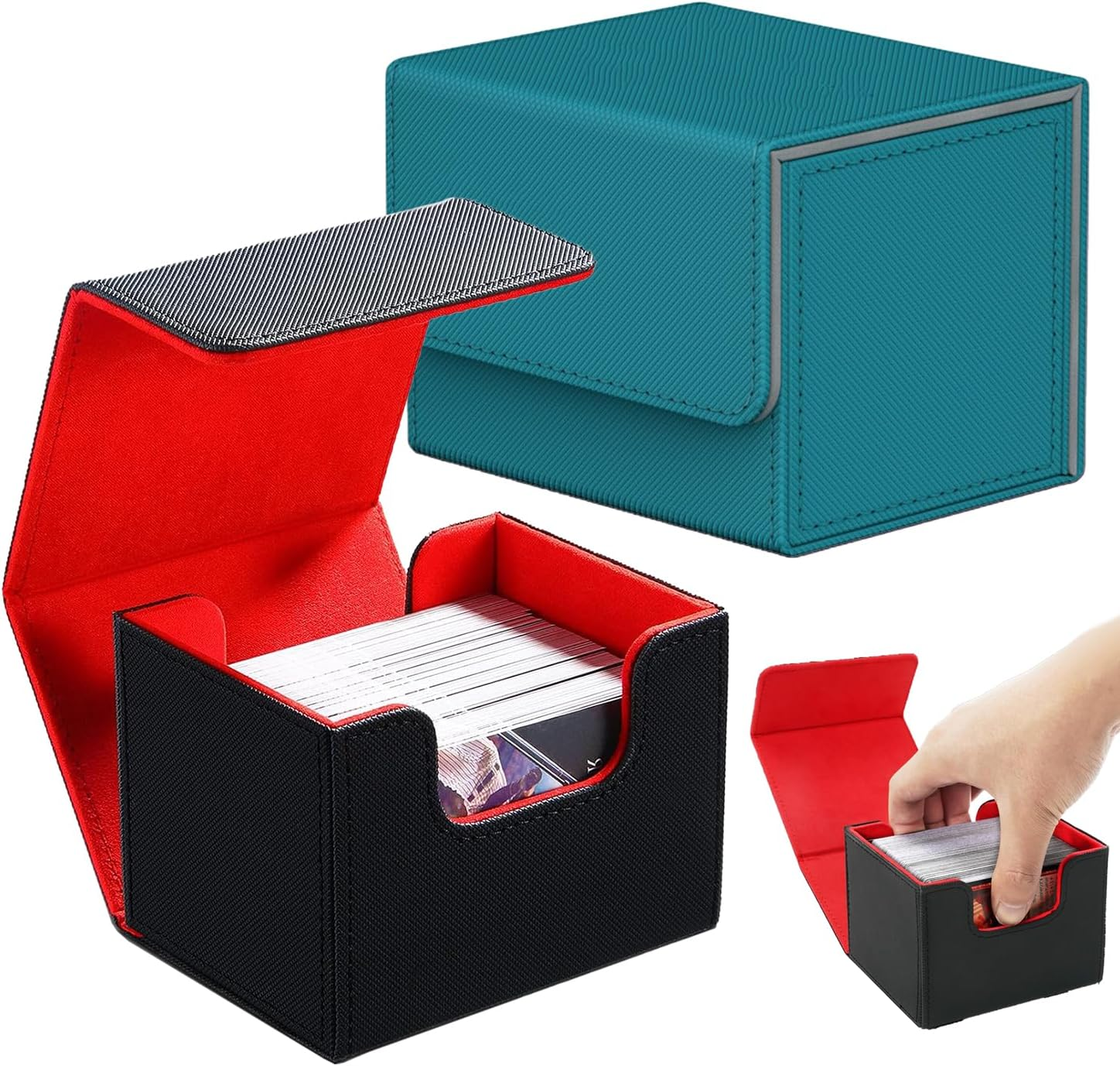 2 Boxes Leather Deck Boxes, Large Size Fit 100+ Sleeved Cards, Compatible with MTG TCG image number 4