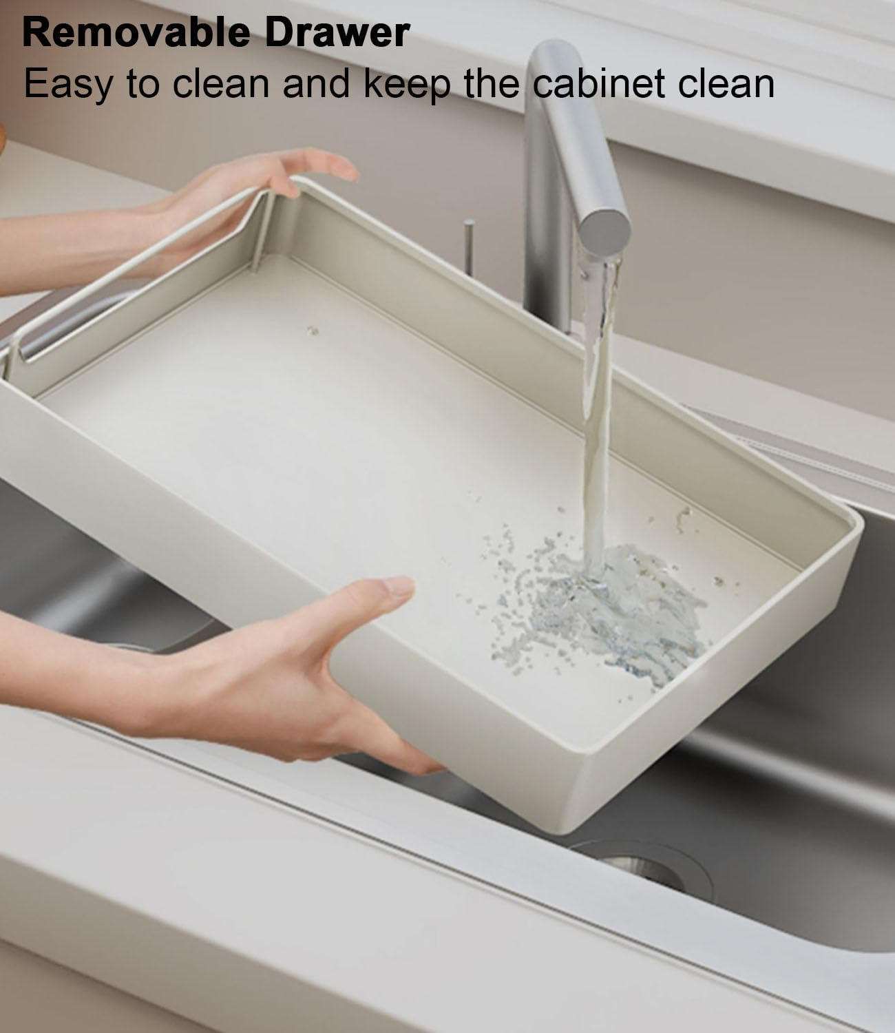 Pull Out Cabinet Organizer, WADY Pull Out Drawers for Cabinets Fixed with Adhesive Film, Adjustable Peel Stick Slide Out Drawers for Kitchen Cabinets Pantry Bathroom-43Cm Deep(11.8" W) image number 3