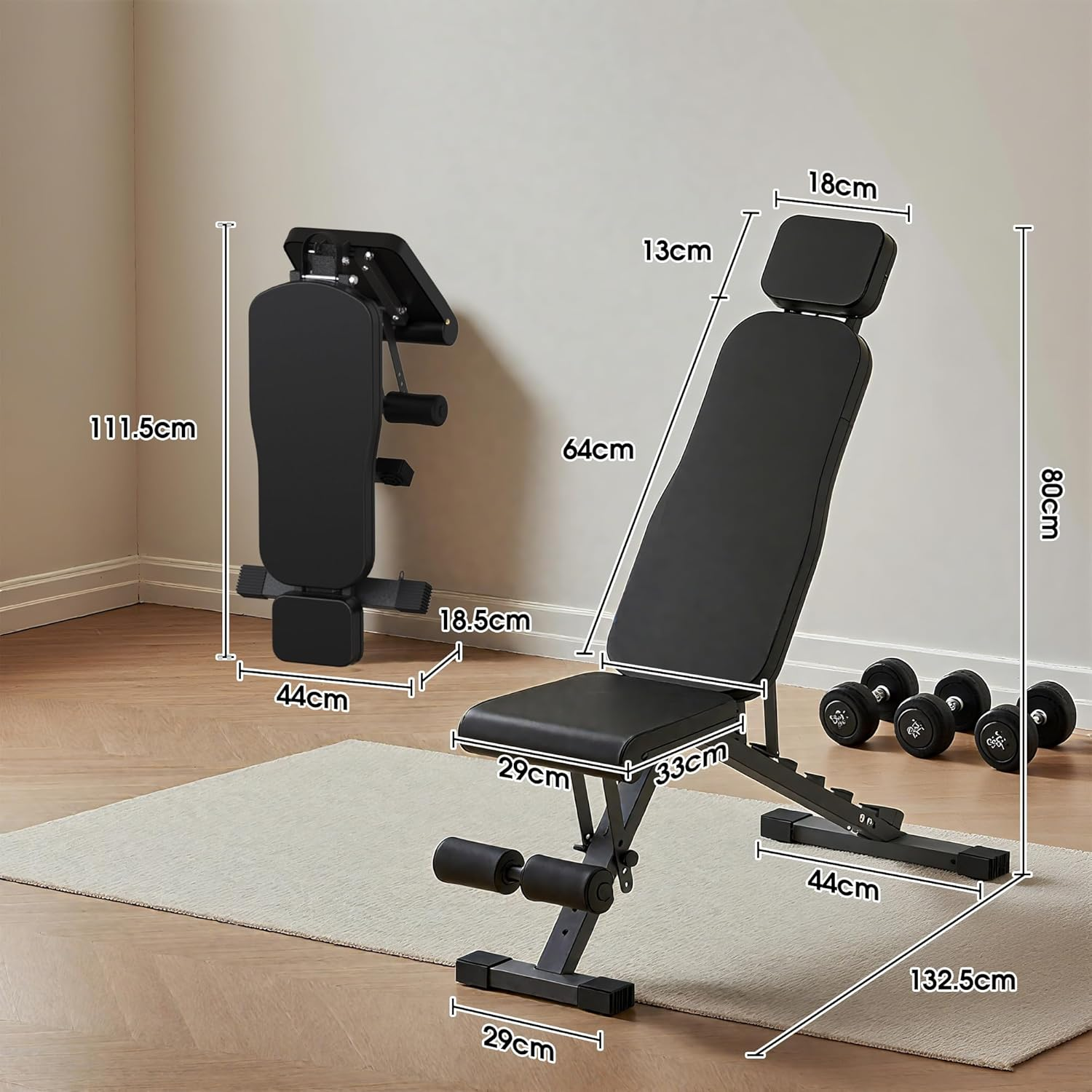 Advwin Adjustable Weight Bench, Foldable Workout Bench with 7 Backrest & 4 Seat & 3 Footrest Positions, 300KG Weight Capacity for Strength Training image number 2