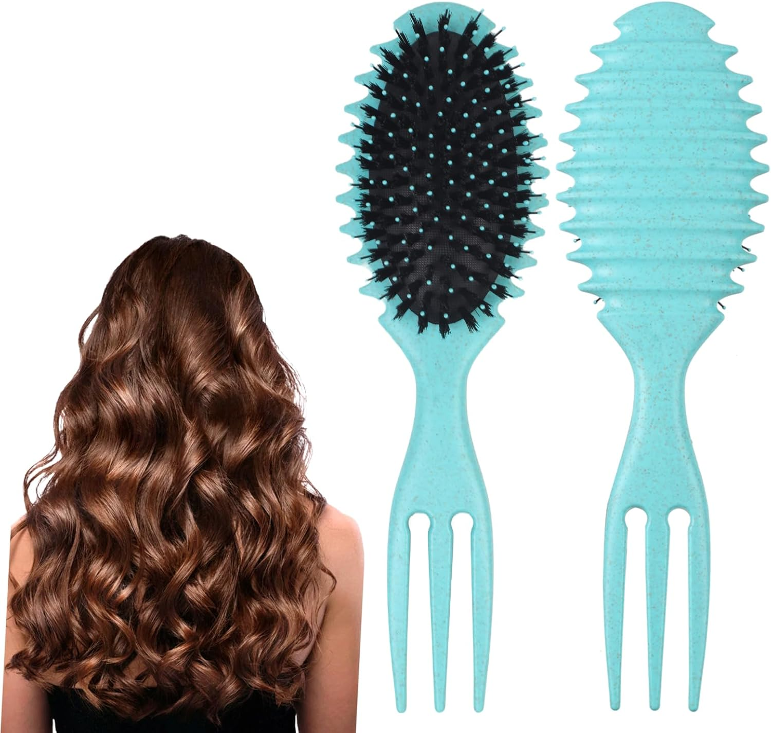 Boperzi Curly Hair Brush, Curl Brush, Boar Bristle Hair Brush Styling Brush, 2024 New Curly Hair Brush for Detangling for Combing Men and Women (Pink)