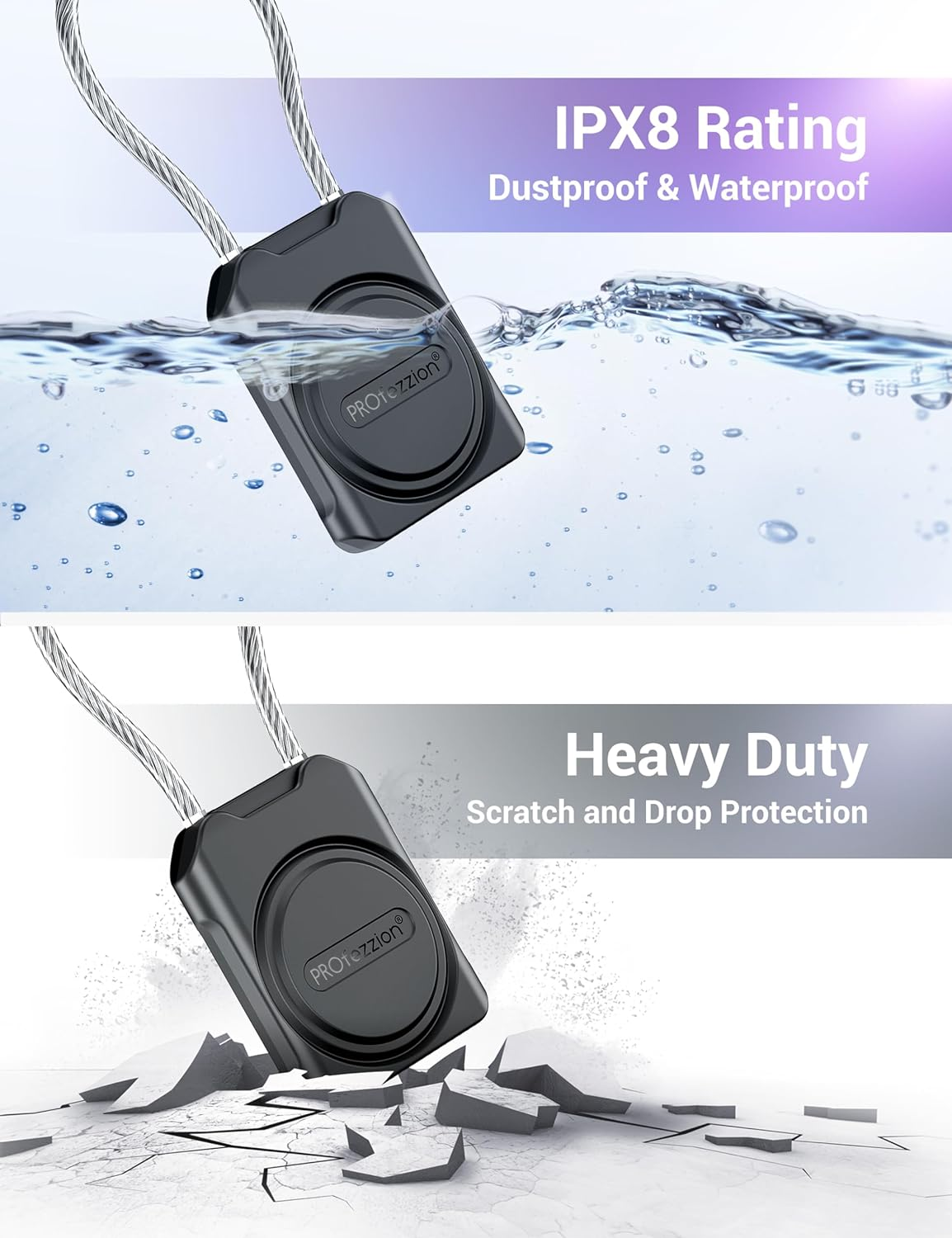 Profezzion Secure Airtag Holder with Metal Wire Cable for Luggage, IPX8 Waterproof Hard Shell Hidden Air Tag Case with Allen Key Locking System for Travel Suitcase, Backpacks, Keys, Pets & More - 4Pcs Black image number 6