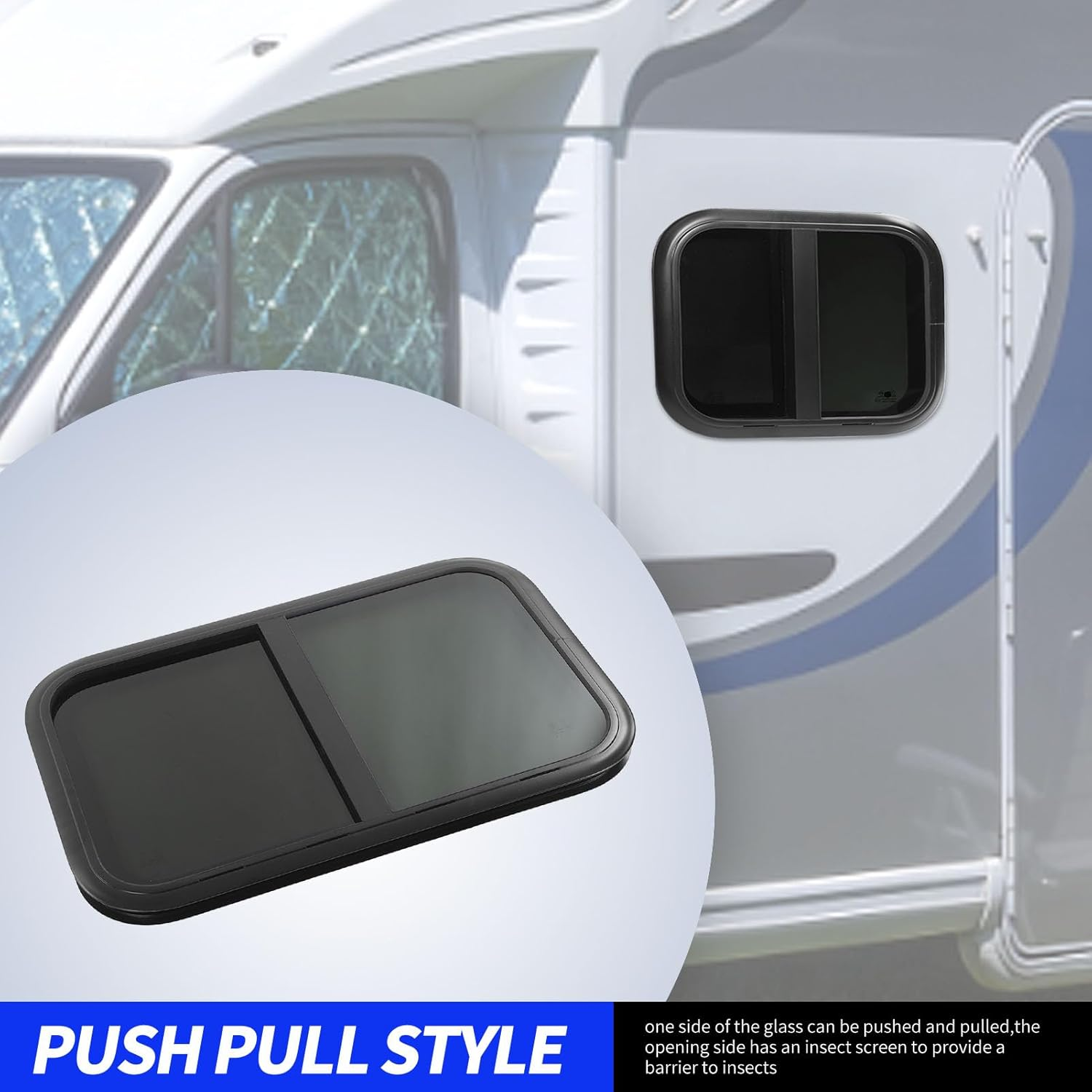 RV Sliding Window Tempered Glass Seal L800 H450Mm Motorhome Window Aluminum Alloy Frame Motorhome Thermal Insulation (For Wall Thickness: 31 to 36Mm) image number 6