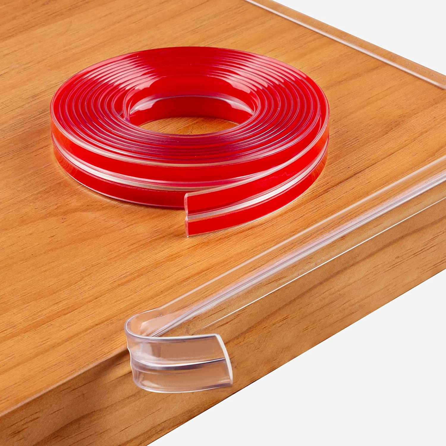 Baby Proofing, 20Ft(0.4X0.4In) Clear Furniture Edge Protector Strip, Edge Corner Guards,Safety Edge Protector Strip Clear, Silicone Soft Corner Protectors with Upgraded Pre-Taped Strong Adhesive image number 5