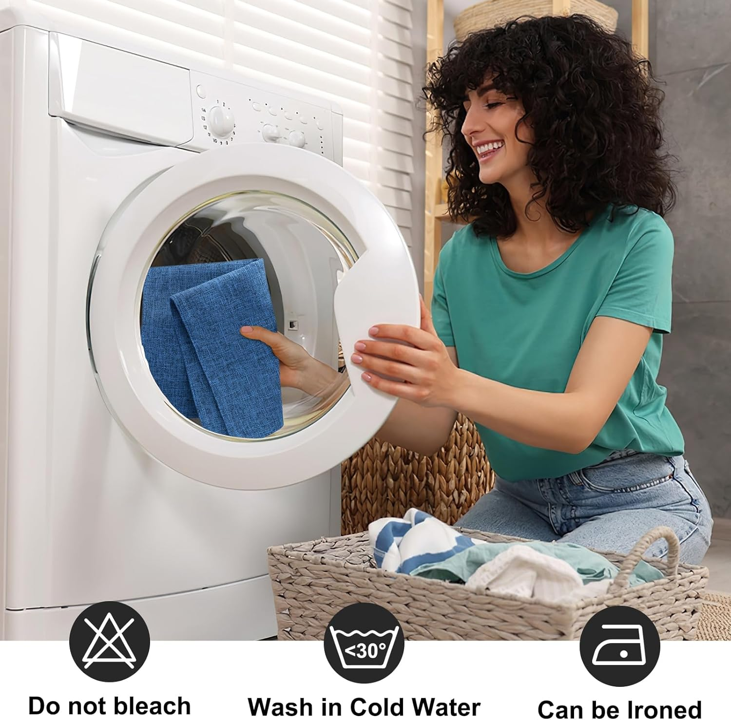 Homing Navy Blue Cotton Linen Blend Placemats for Dining Table Set of 6 &ndash; Washable Farmhouse Kitchen Mats for Indoors & Outdoors, Easy to Clean, 13 X 19 Inch image number 3