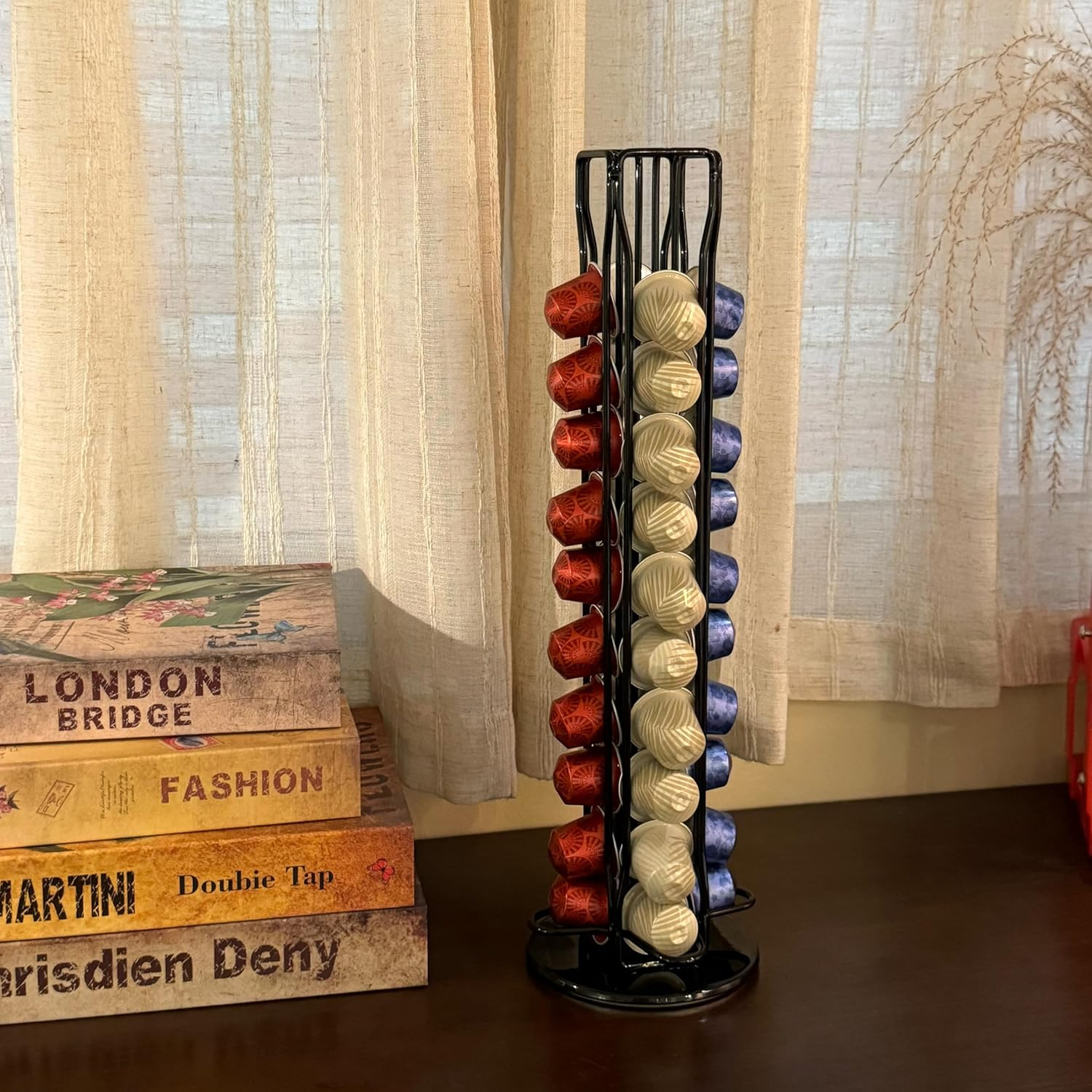 DECORBREW Coffee Pod Storage Holder Stand Kitchen Organizer Compatible with Nespresso Originalline Coffee Capsules Pods Black Stores 40 Pods（Coffee Pods Excluded） image number 2