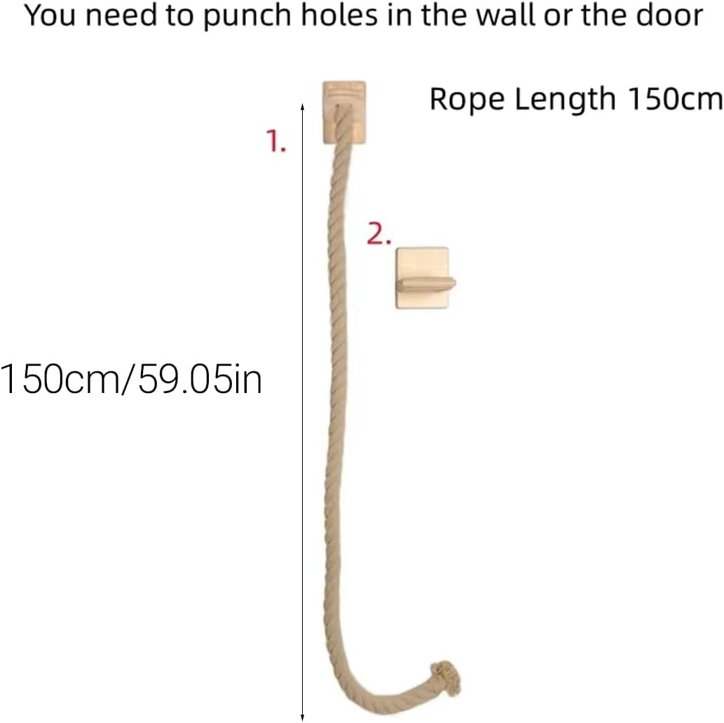 AIMALL Deluxe Cat Climbing Rope Rack, Solid Wood Large Cat Ladder with Jumping Platform, Durable 59In Rope Ladder for Active Cats, Easy Installation image number 6