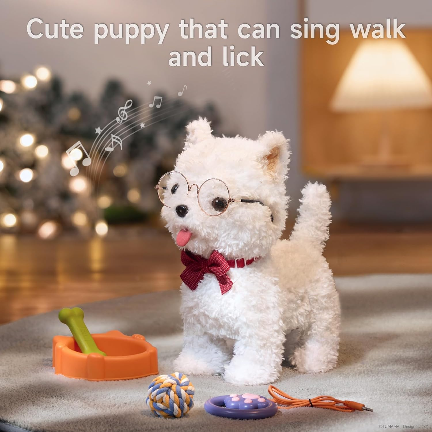 TUMAMA Baby Pet Dog Toys Remote Control & Voice Control Interactive Plush Puppy Toy Walking, Barking, Tongue Licking, Tail Wagging, Walking Dog Toy 3 4 5 6 7 Years Boys and Girls