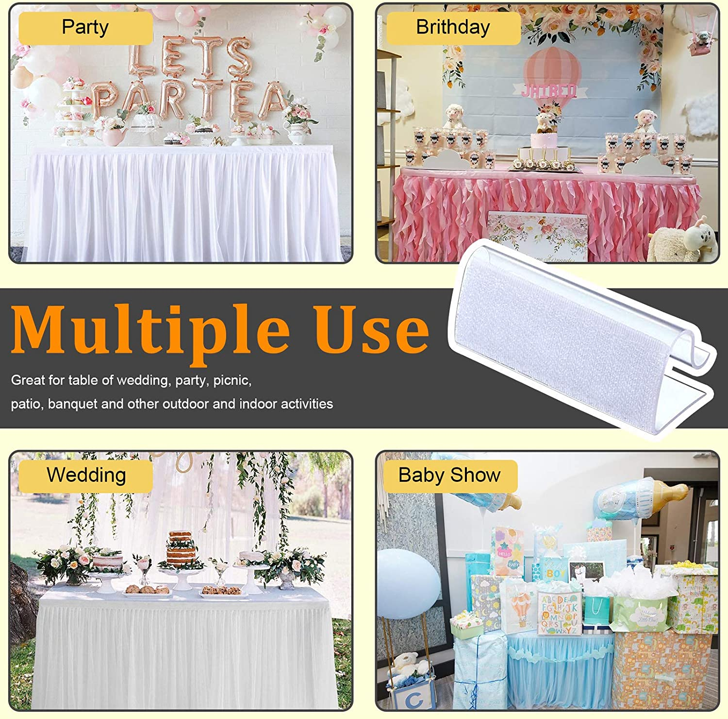 Table Skirting Clips - 30 Pcs, 3/4 Inch - 1 Inch, Hook and Loop, Indoor/Outdoor, Wedding, Party, Picnic, Banquet image number 1