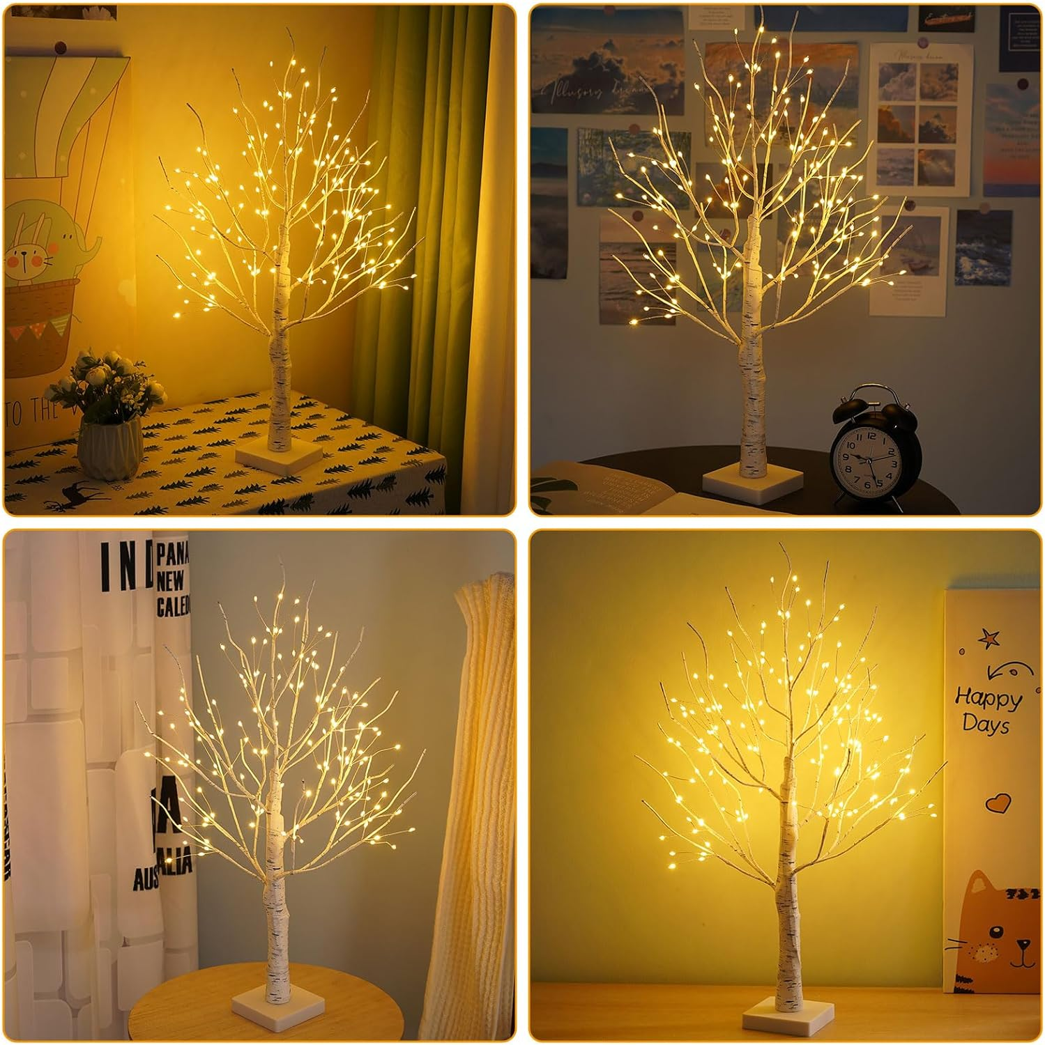 Birch Light Tree Indoor with 144 Warm White Leds Light, LED Tree Lights Tree Decorative Branches Christmas Decoration Wedding Interior Decoration for Party Birthday Wedding Festive Party Decoration image number 1