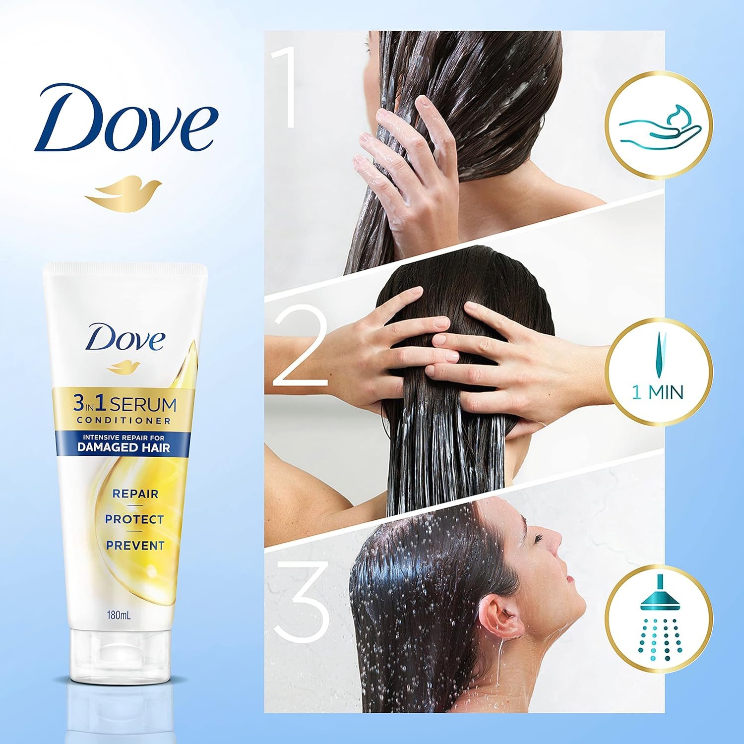 Dove 3In1 Serum Conditioner Intensive Repair 180 ML image number 2