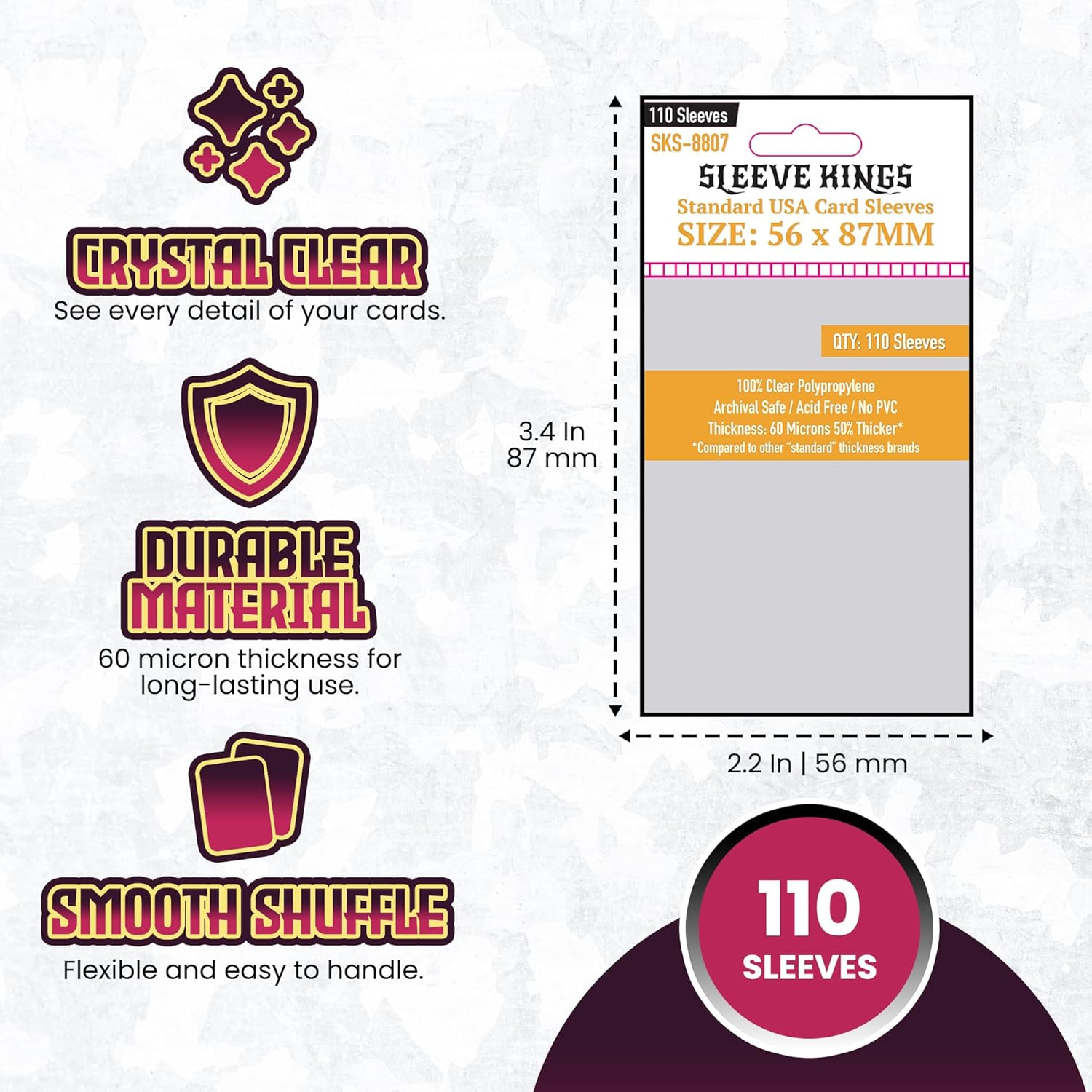 Sleeve Kings Board Game Sleeves Standard USA (56Mm X 87Mm) (110 Sleeves per Pack) Card Sleeves image number 5