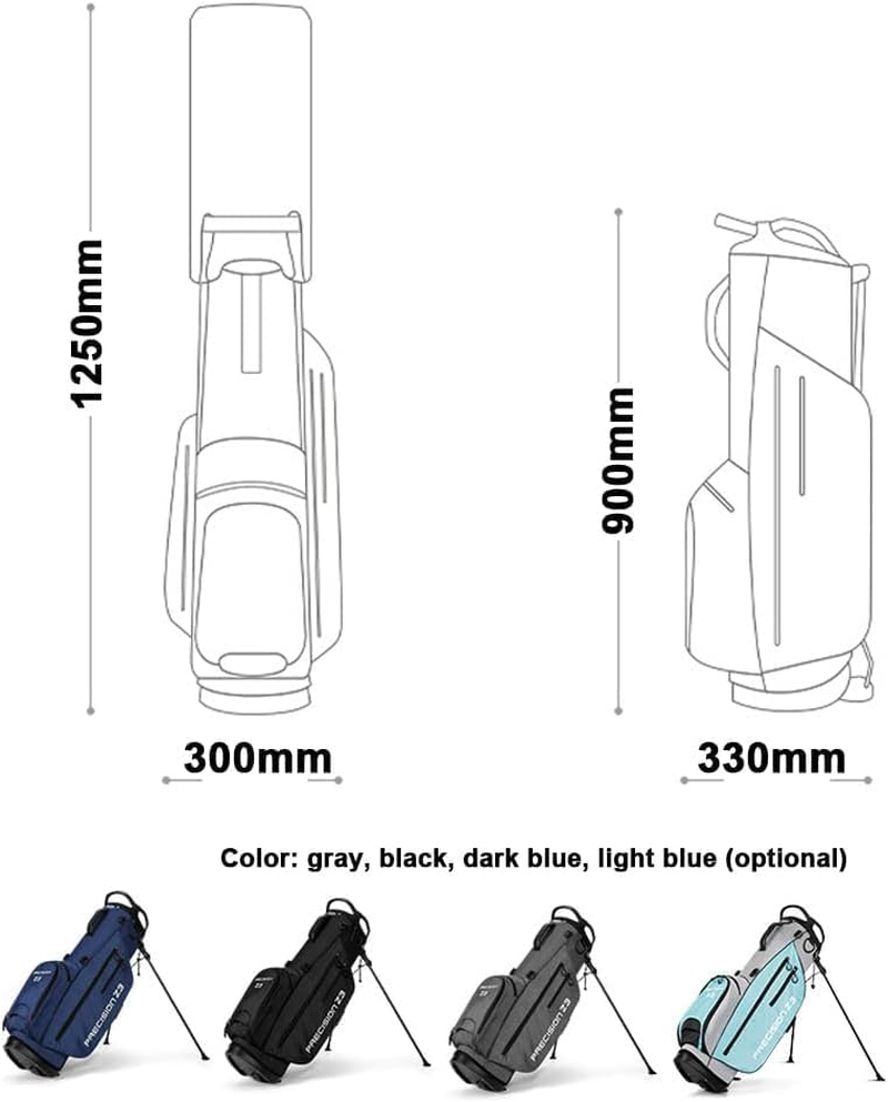 Golf Bag, Portable Golf Bag, Multi-Pocket Golf Bag with Non-Slip Stand, Automatic Adjustable Twofold Shoulder Straps, Removable Straps, Adult Golf Accessories, 11.8X49.2 Inches